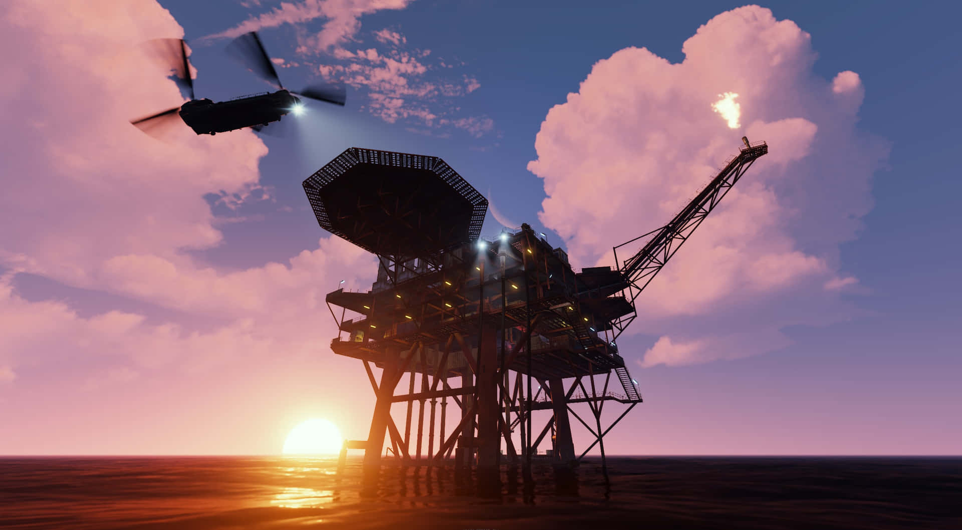 Fractional Rust Oil Rig Background