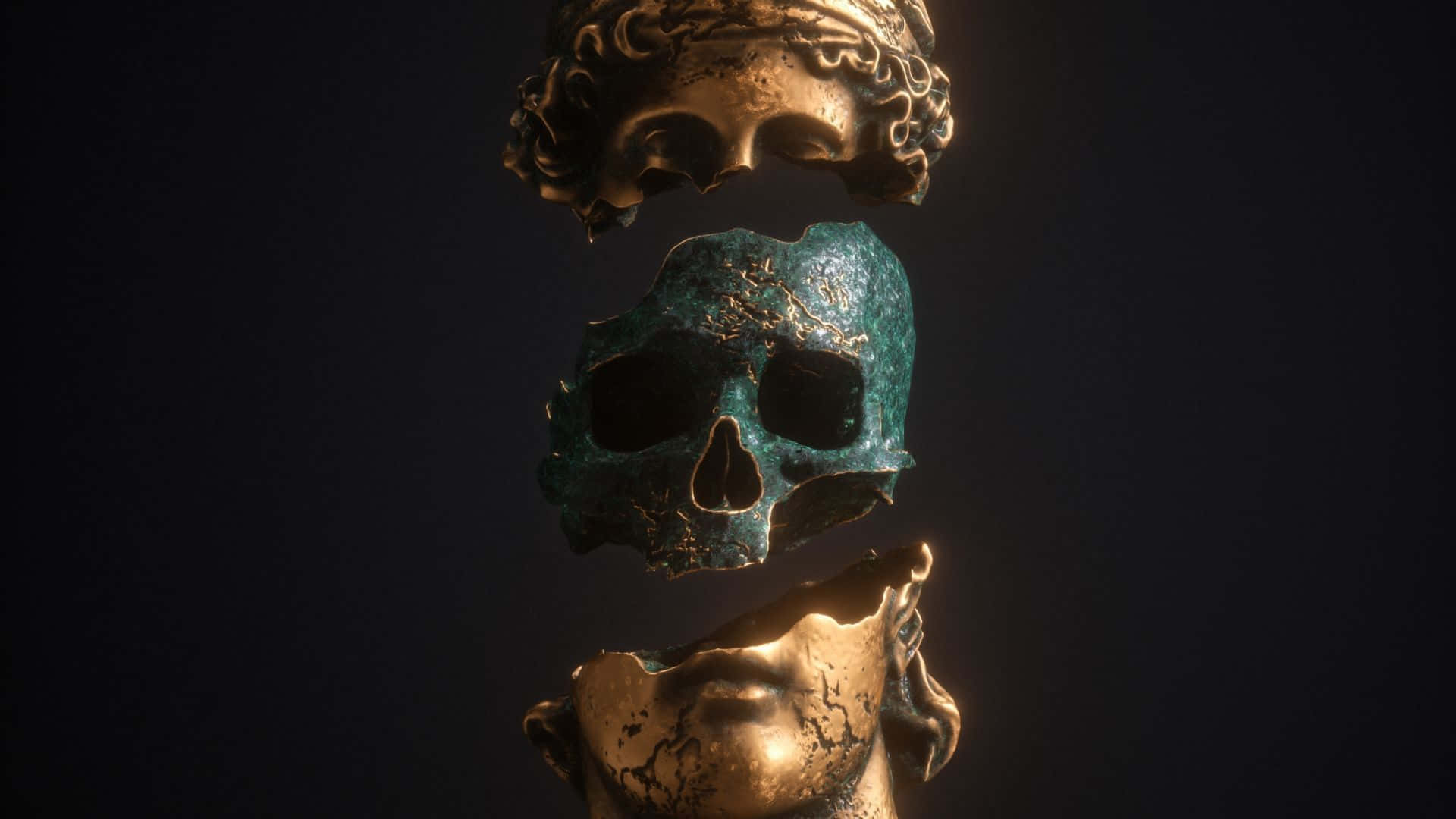 Fragmented Antique Statue Heads Background