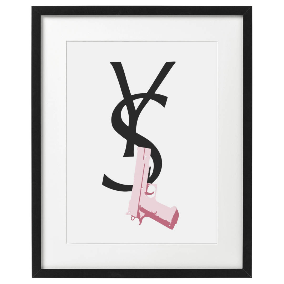 Framed Art Of Ysl Designer Logo