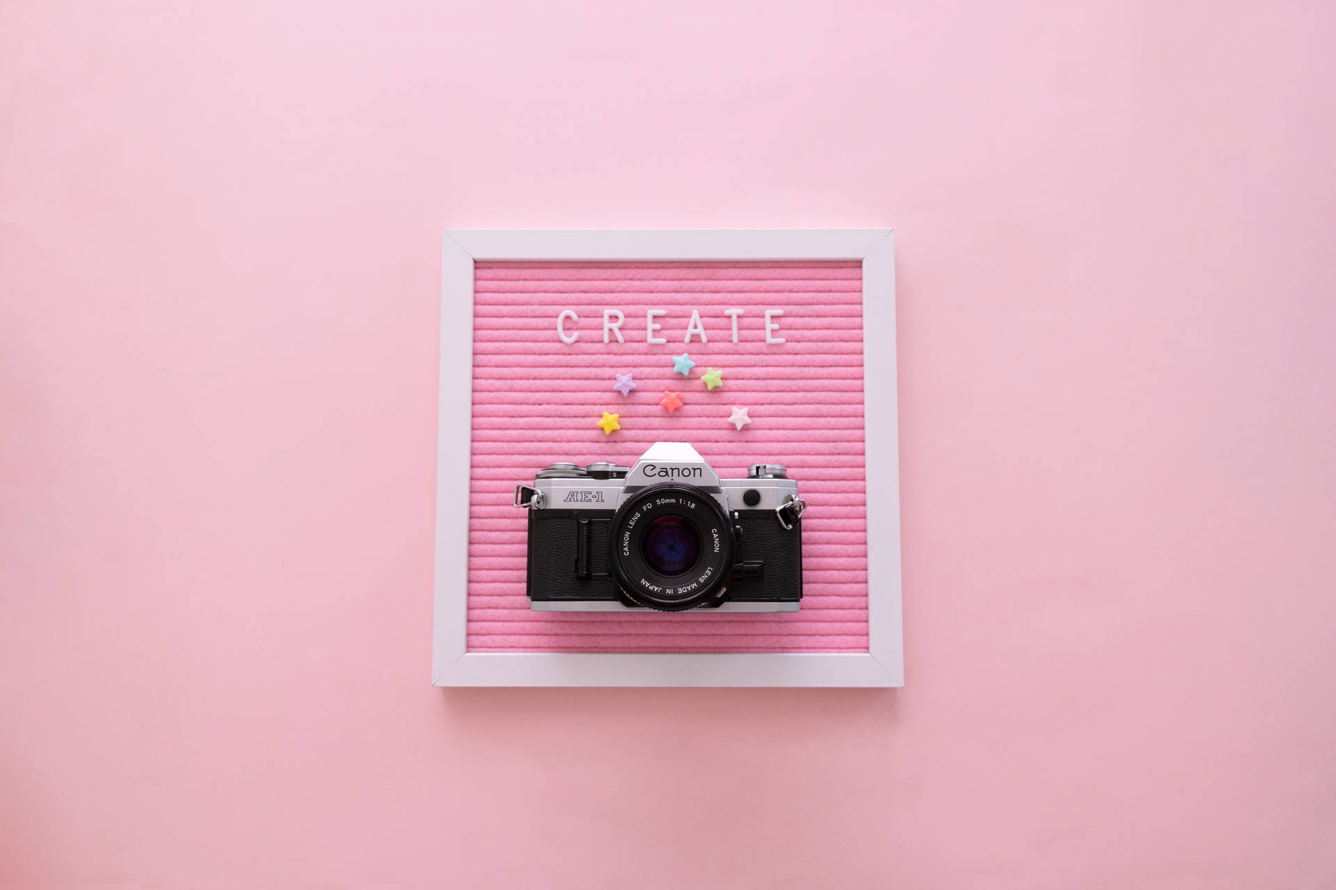 Framed Camera Aesthetic Pink Desktop Background