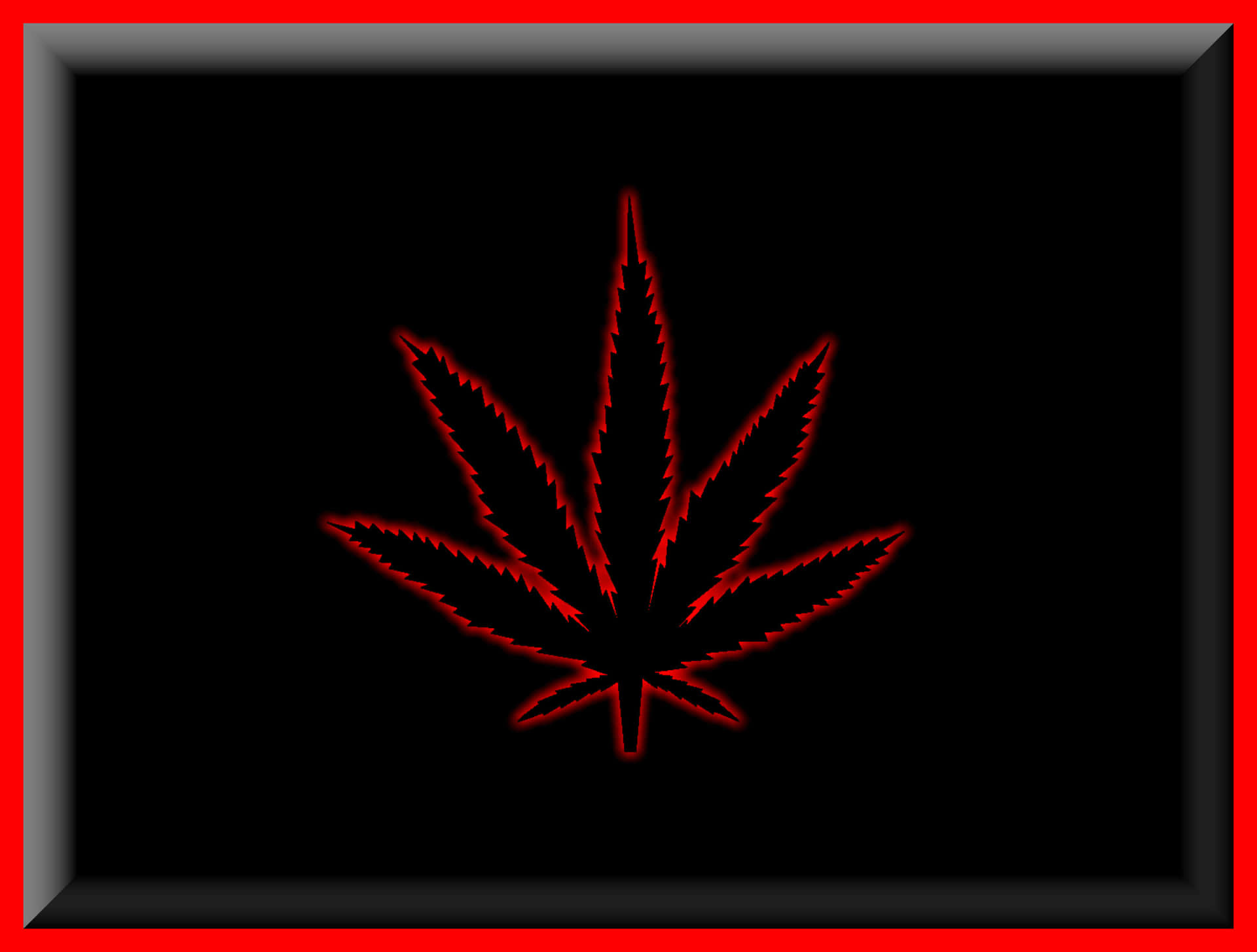 Framed Red Cannabis Leaf Background