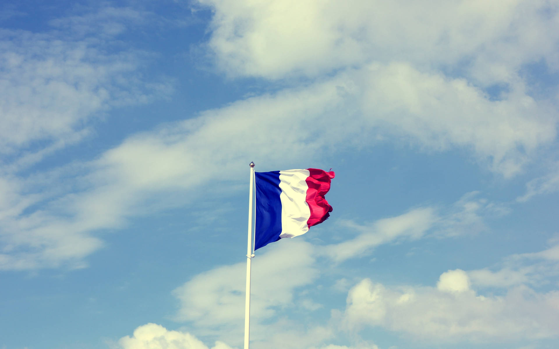 France Flag And Clouds Background