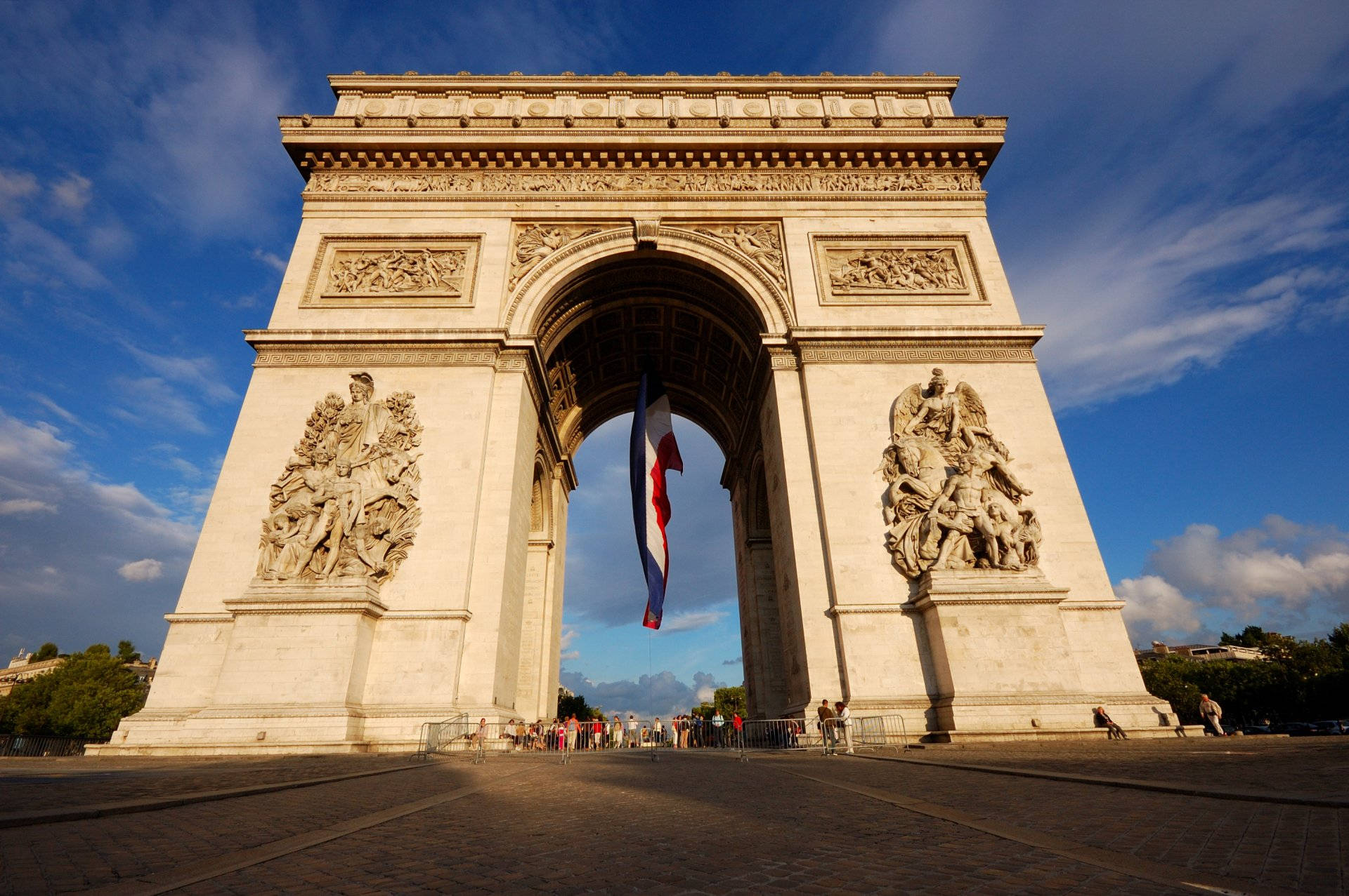 France Flag At Arc De Triomphe Background