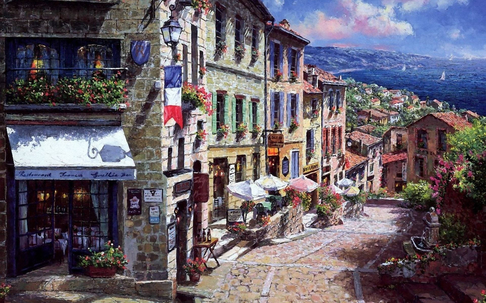 France Flag Scenery Background