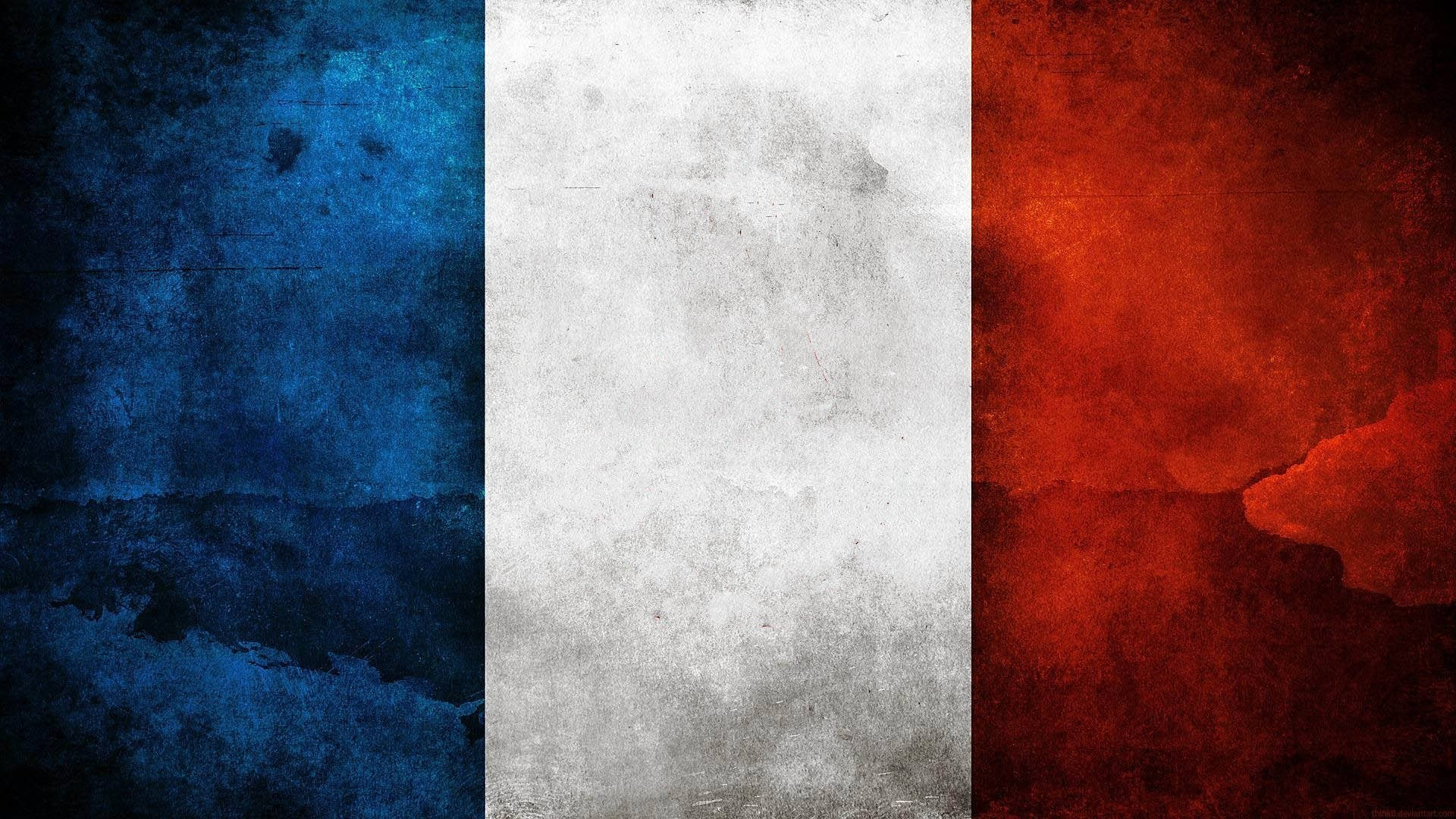 France Flag With Shadows Background