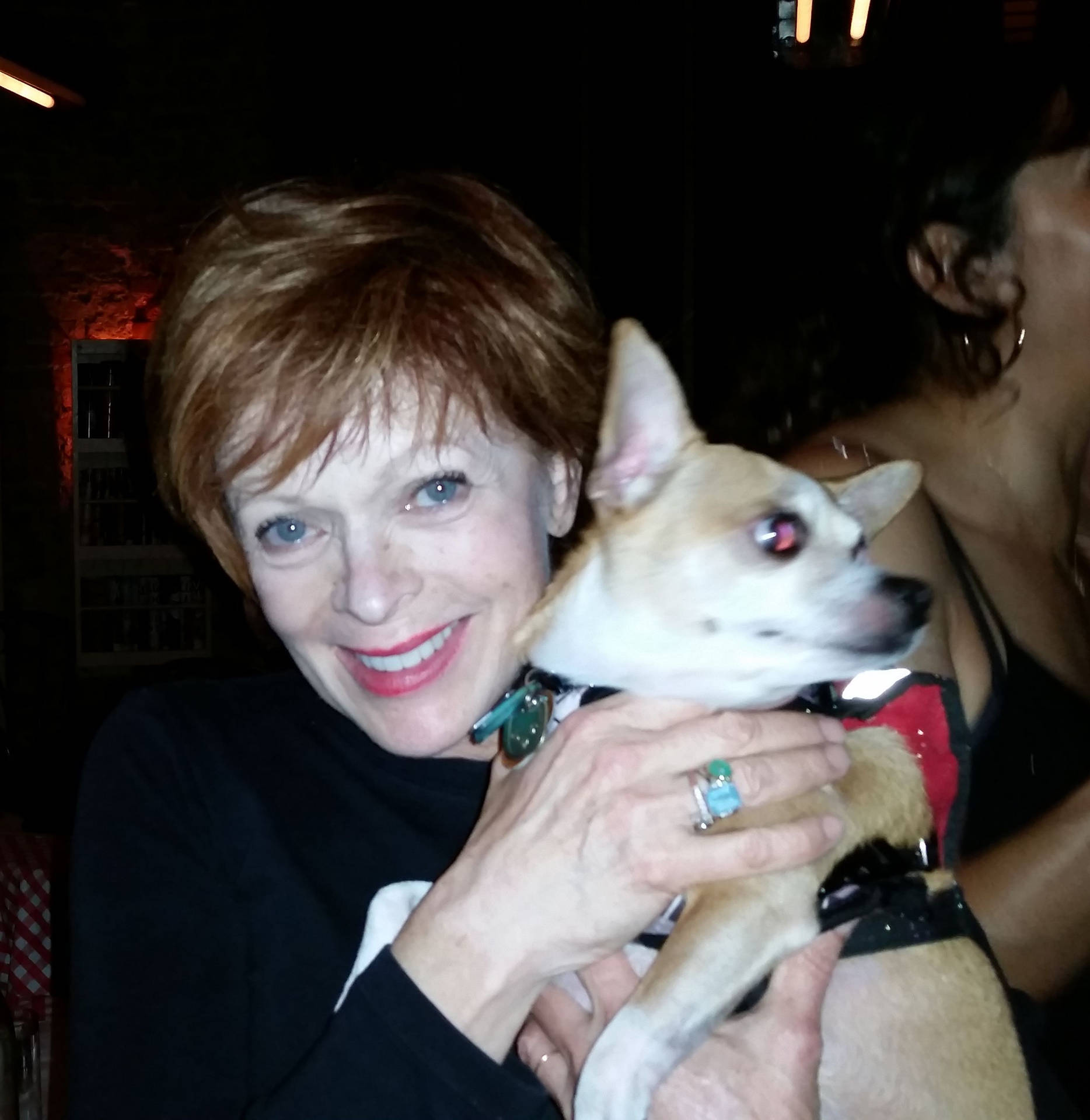 Frances Fisher With Dog Background