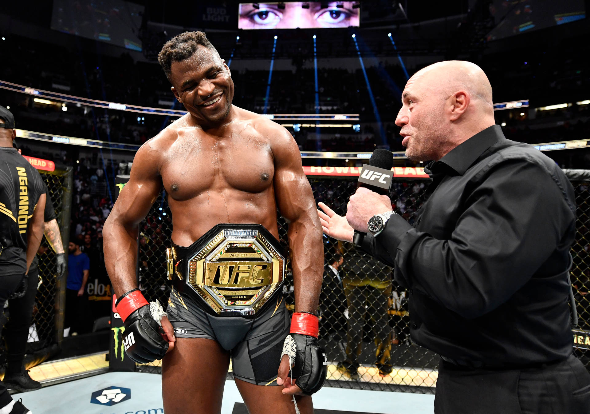 Francis Ngannou Champion Belt Onstage