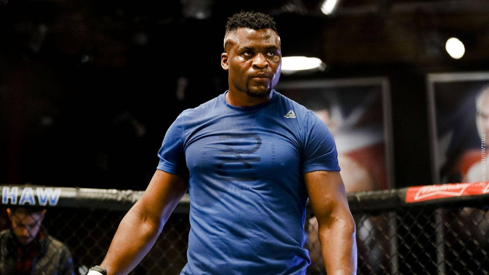 Francis Ngannou In T-shirt Background