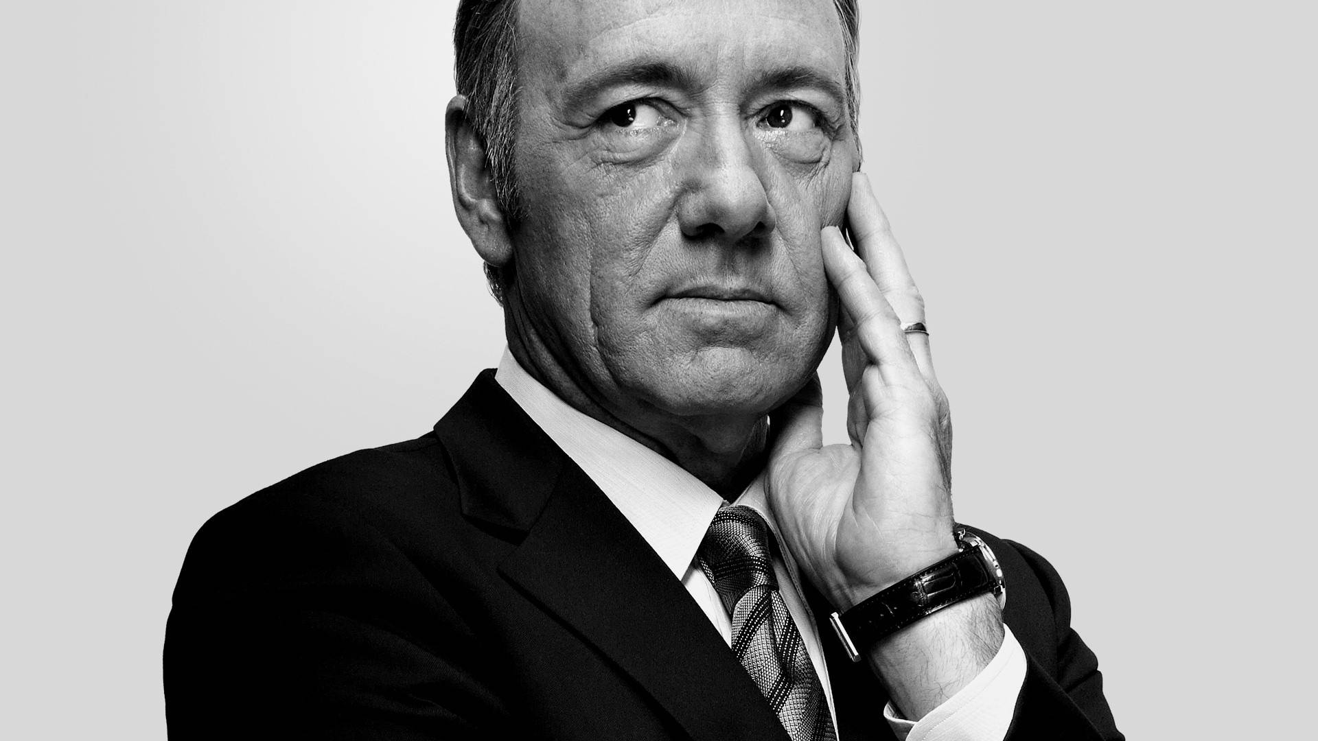 Francis Underwood Of House Of Cards Grayscale Photo Background