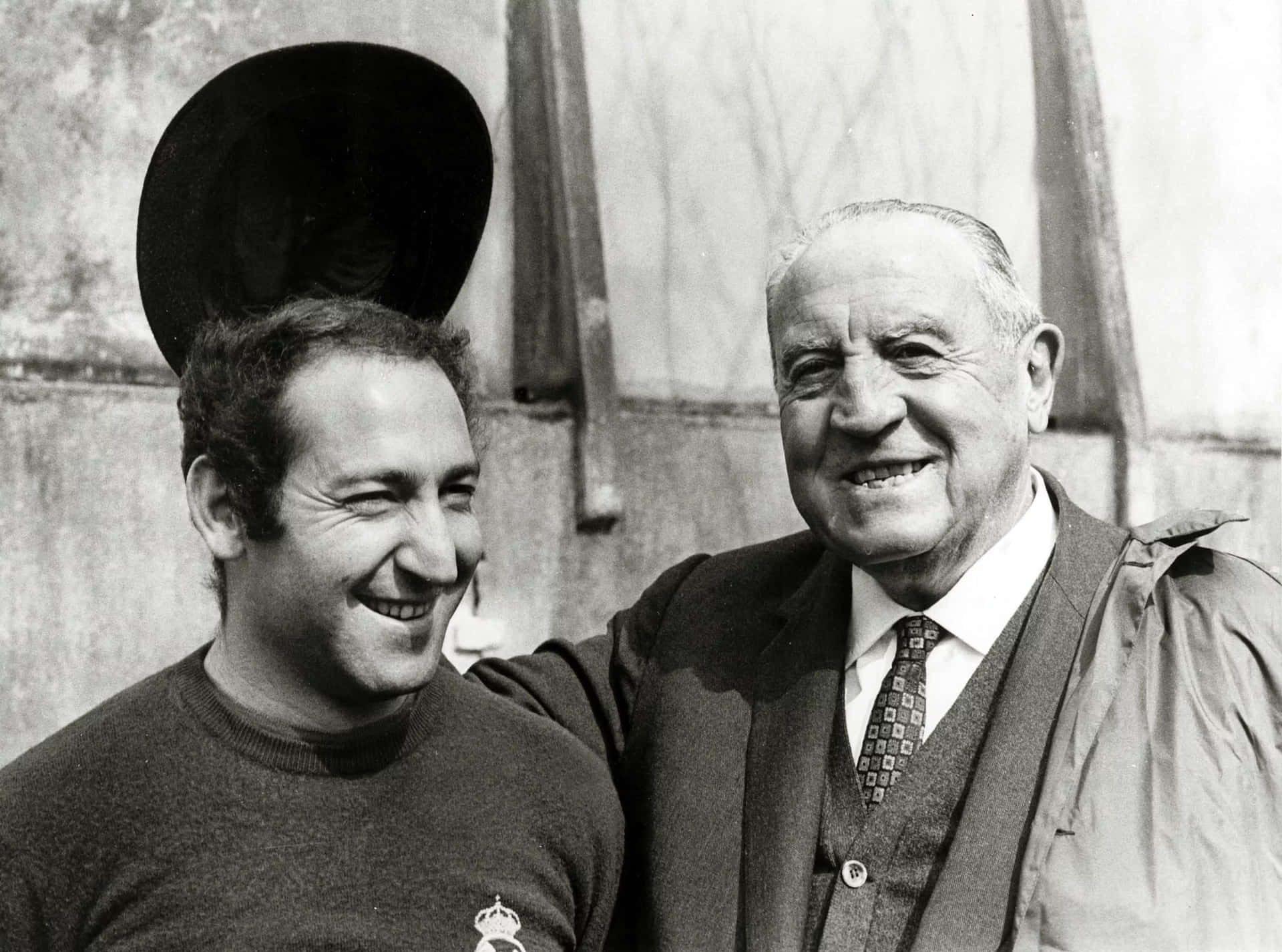 Francisco Gento With Former Real Madrid President Santiago Bernabeu Background