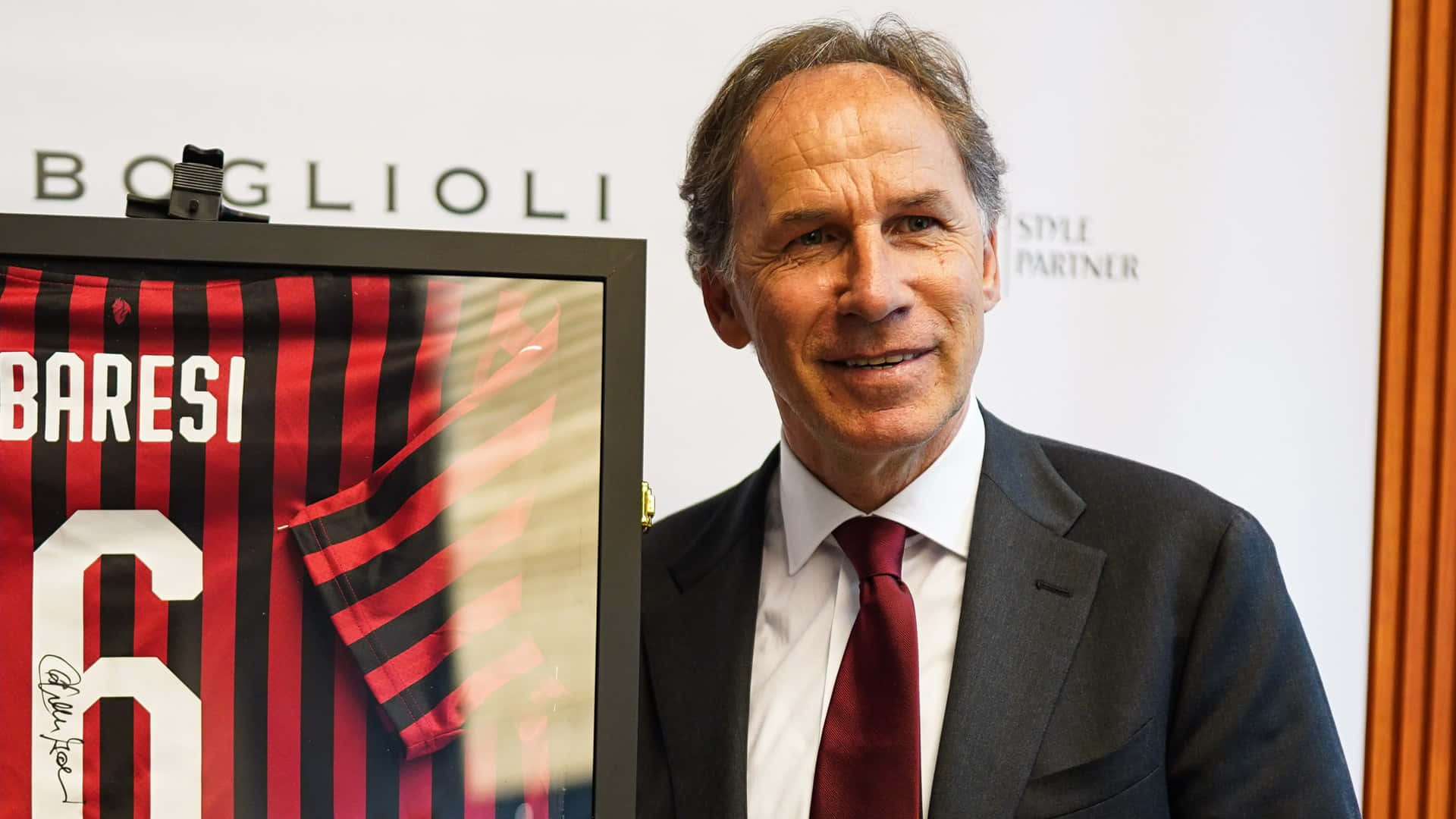 Franco Baresi With Framed Football Jersey Background