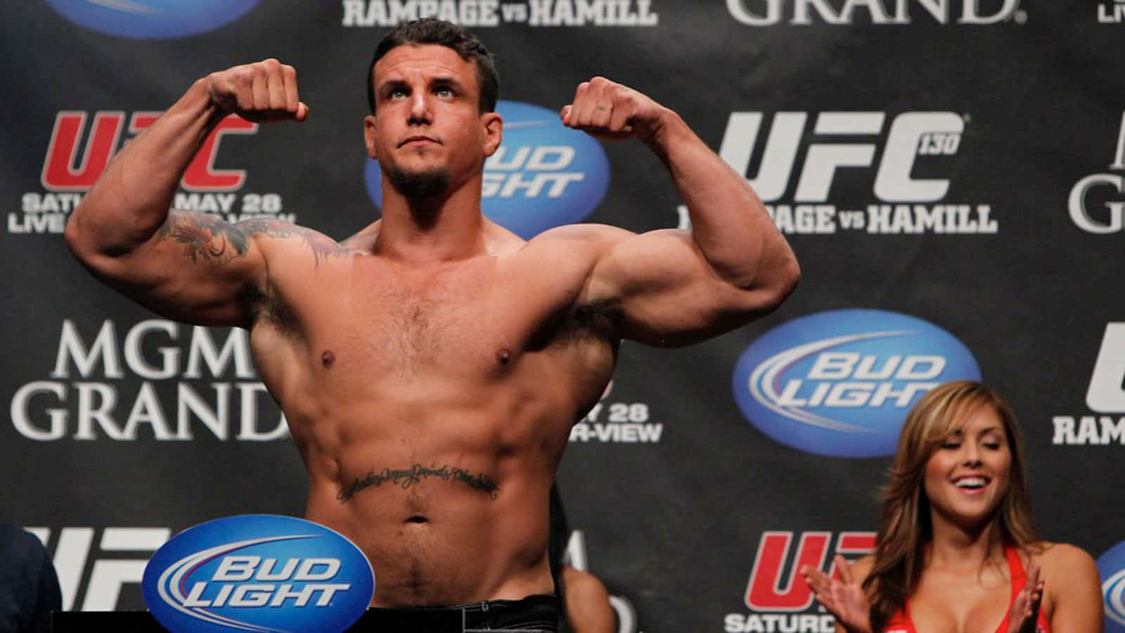 Frank Mir Flexing During Ufc Weigh-in Background