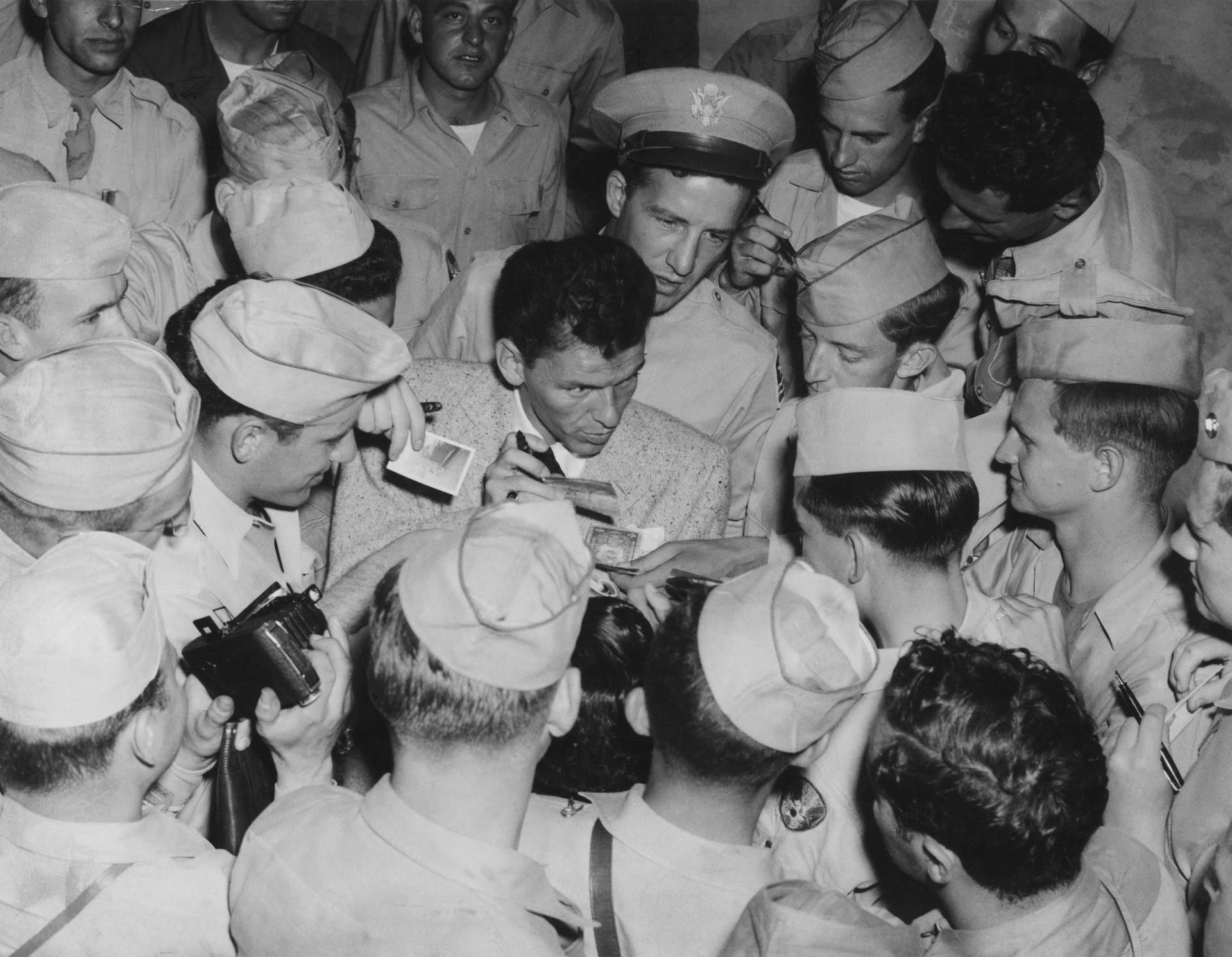 Frank Sinatra Signing Autographs Background