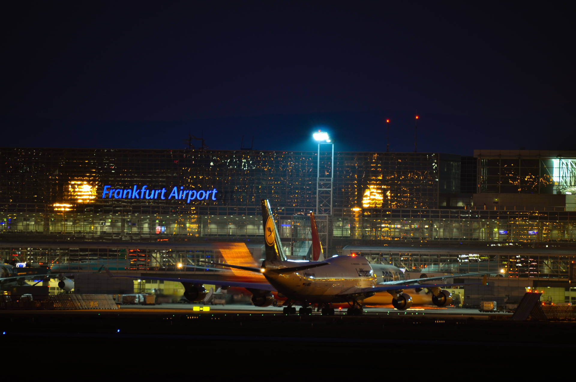 Frankfurt Airport With Parked Lufthansa Airplane 4k