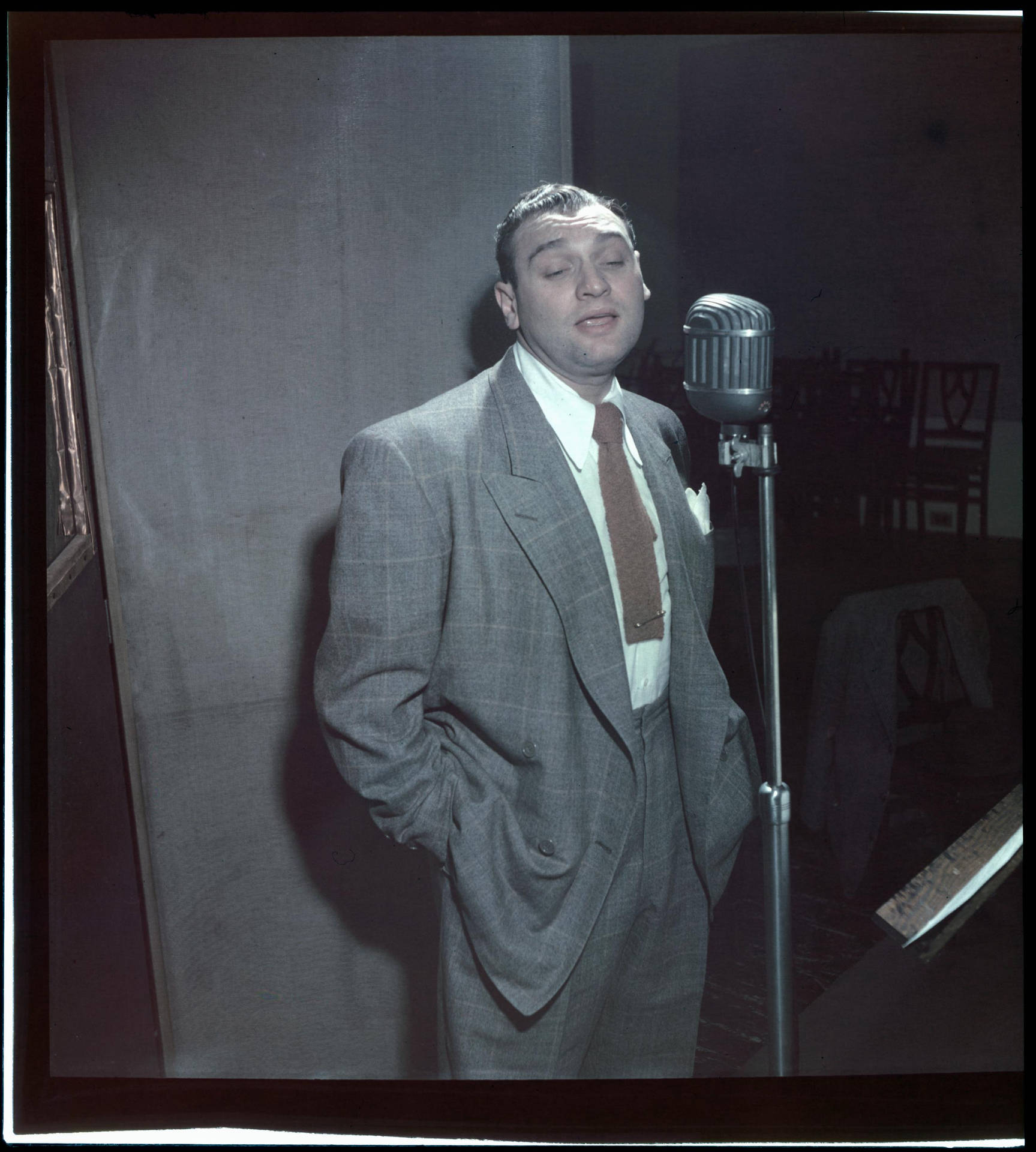 Frankie Laine Singing In A Studio Poster