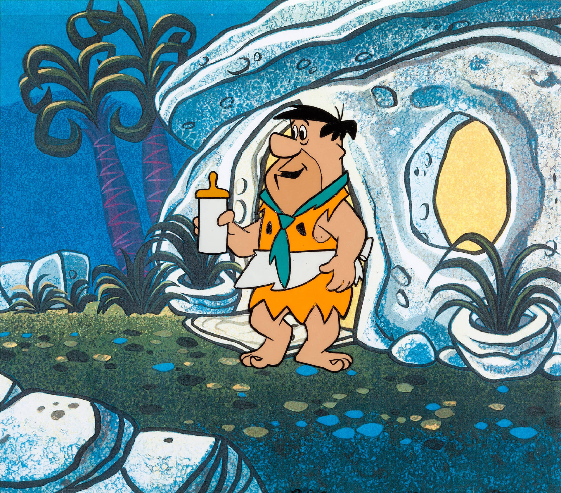 Fred Flintstone Baby Bottle Comic Background