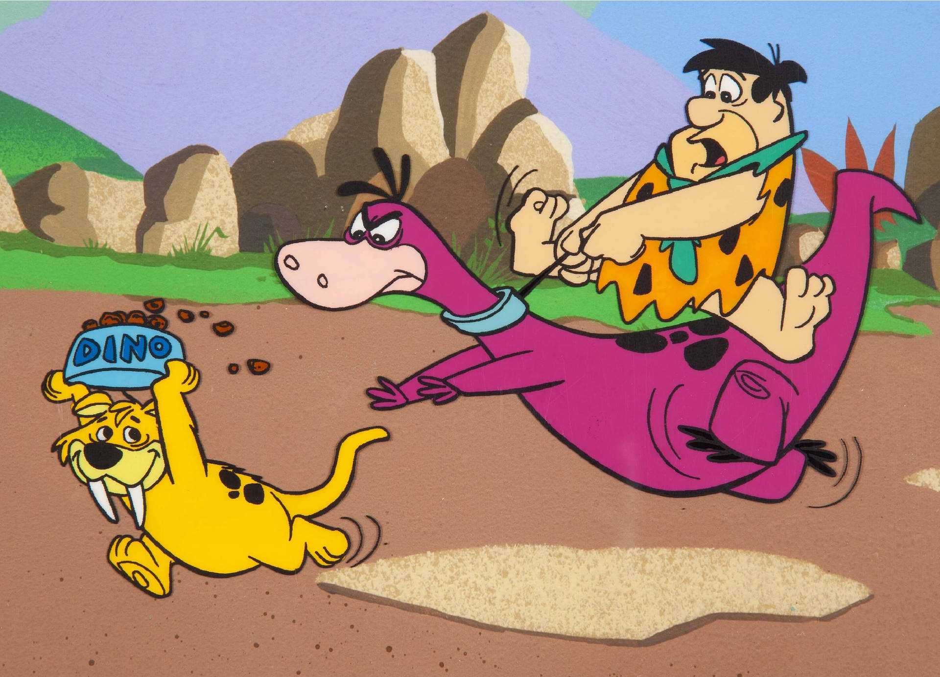 Fred Flintstone Dino Chases Puss Comic