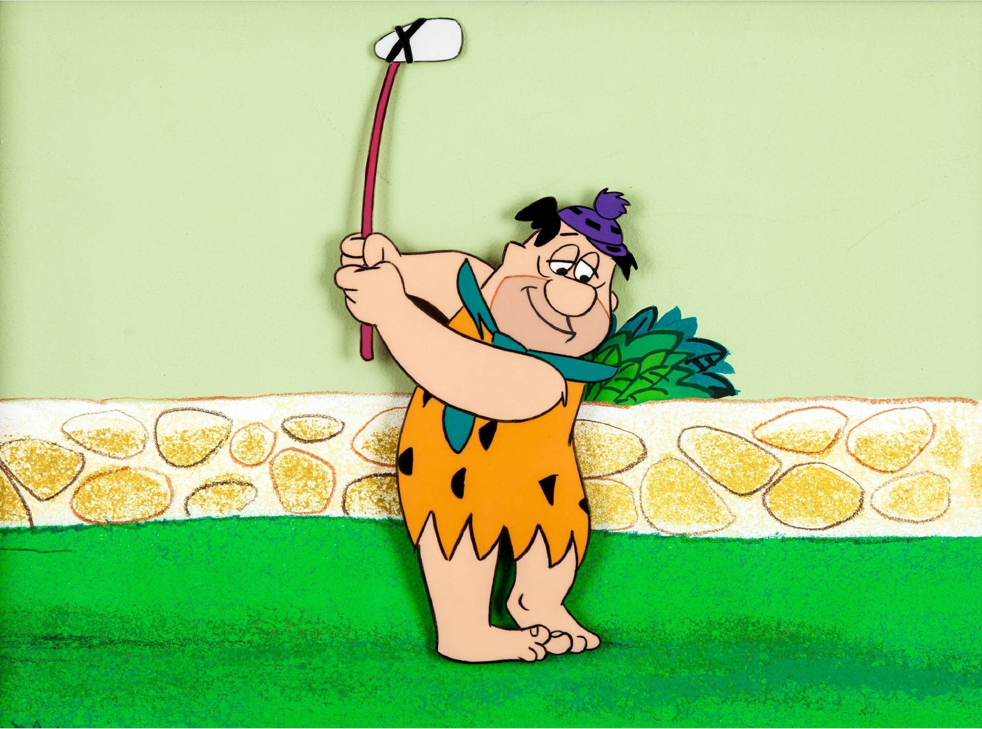 Fred Flintstone Golfing Comic Background