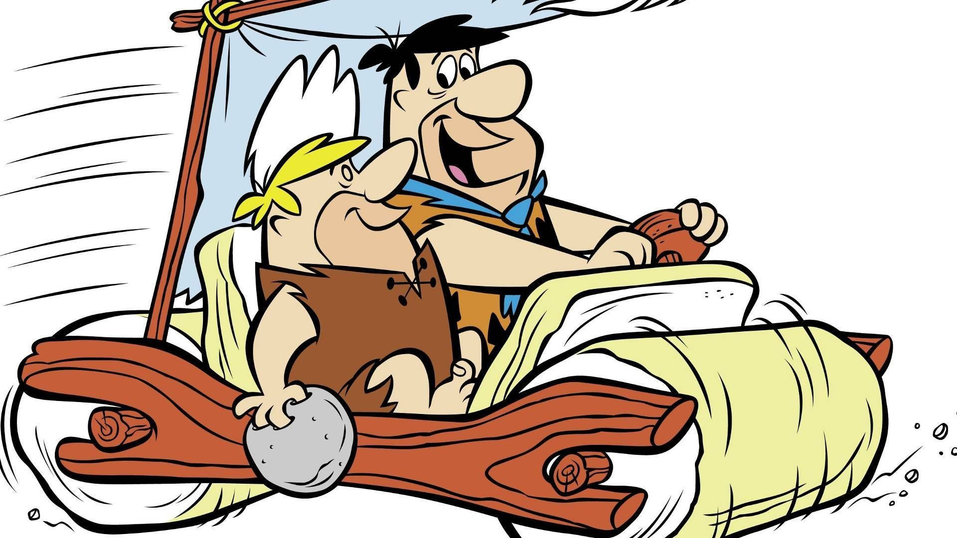 Fred Flintstone In Flintmobile Background