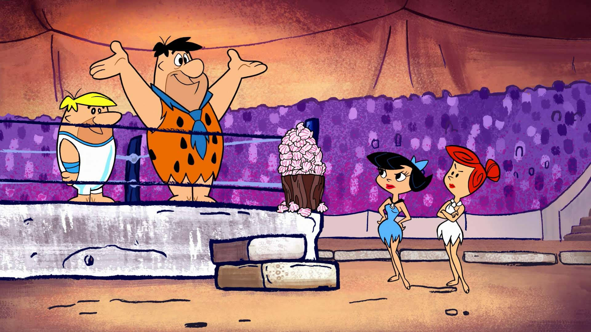 Fred Flintstone Stone Age Smackdown Scene