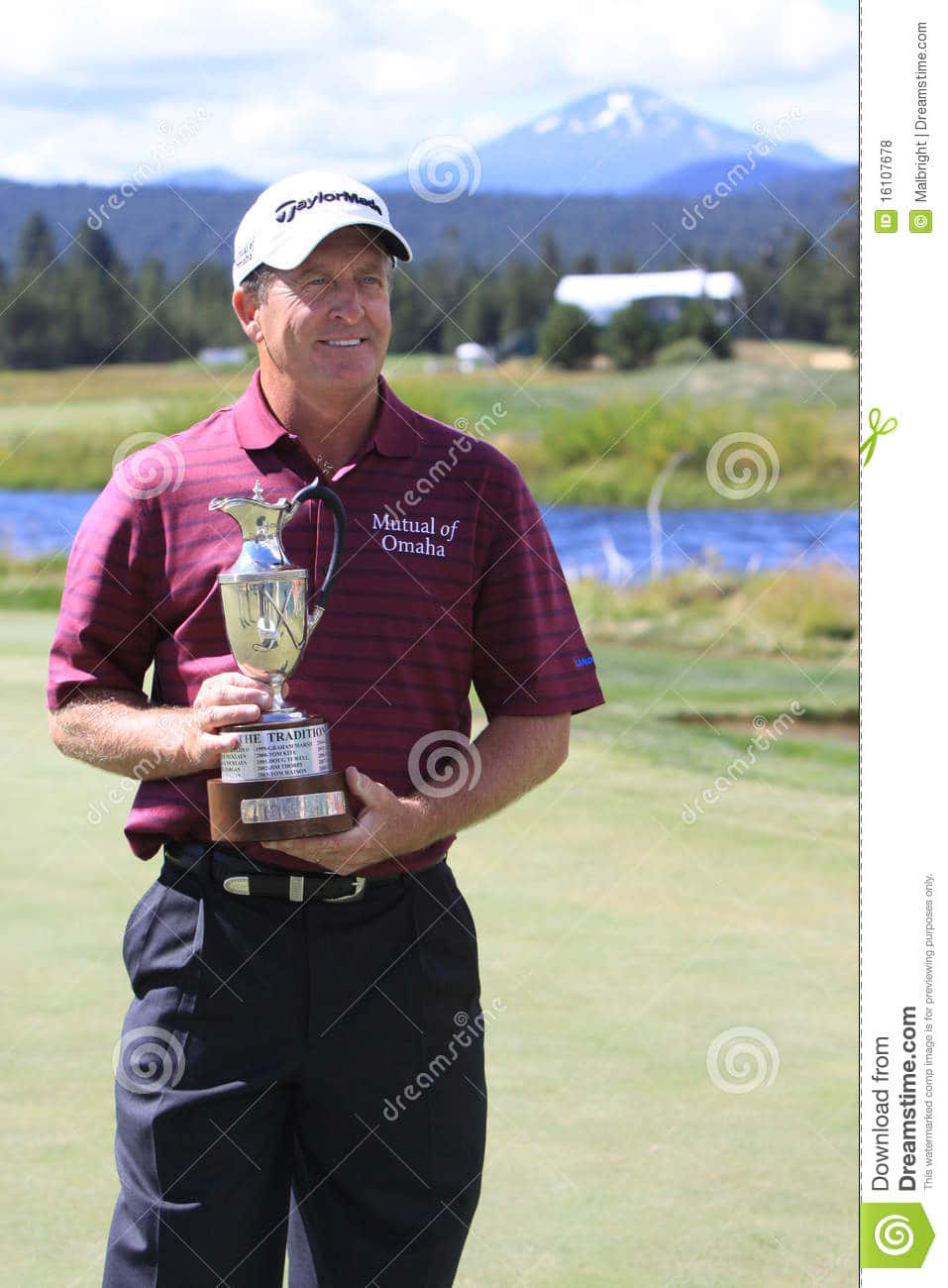 Fred Funk Celebrating His Victory With An Award Background