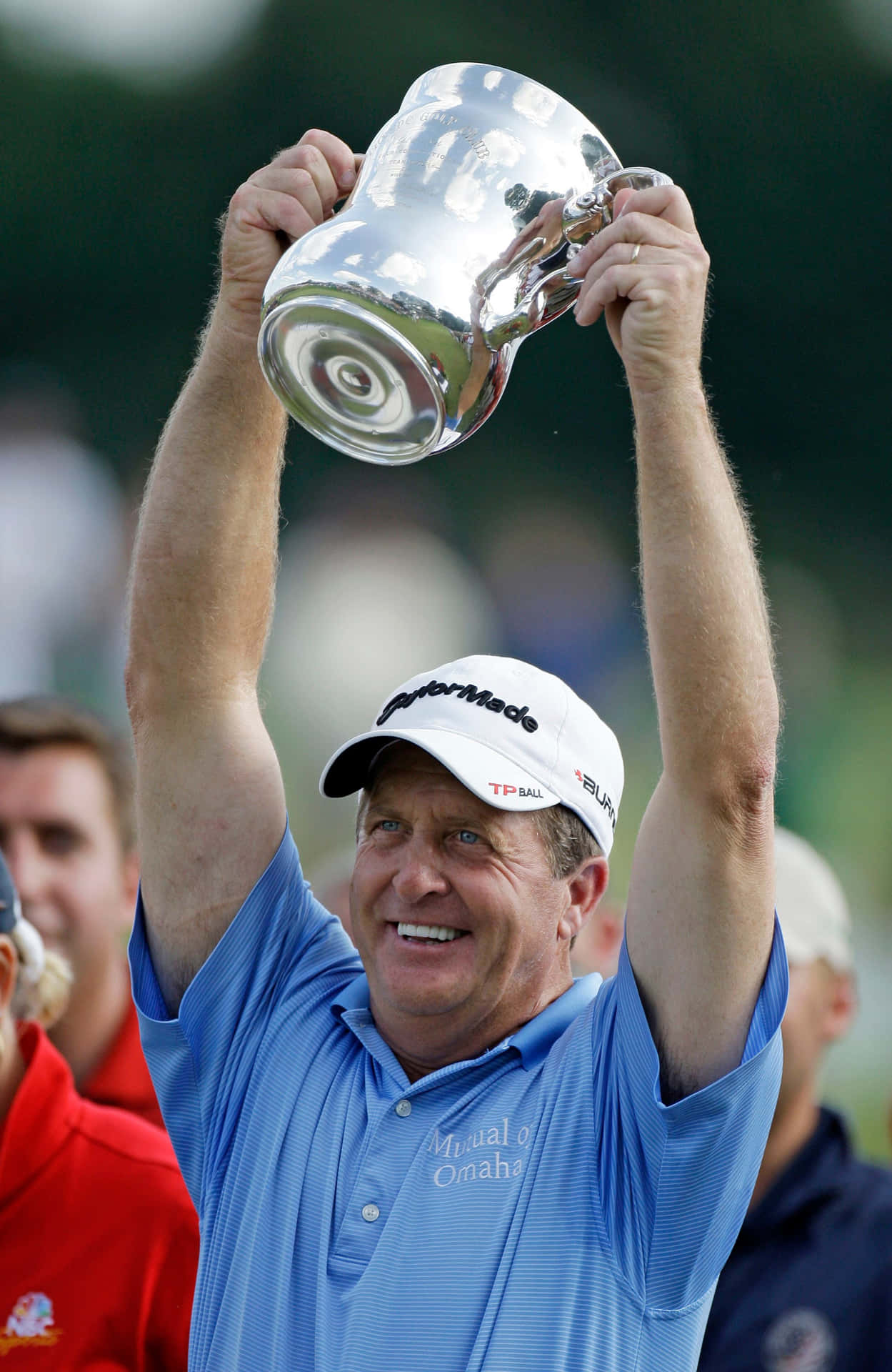Fred Funk Phone Proudly Holding Trophy Background
