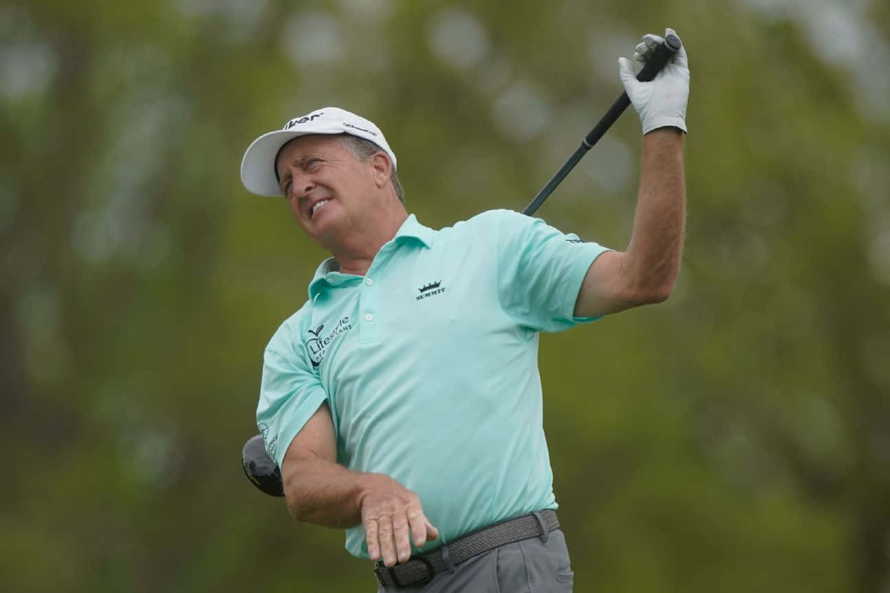 Fred Funk With His Golf Club Background