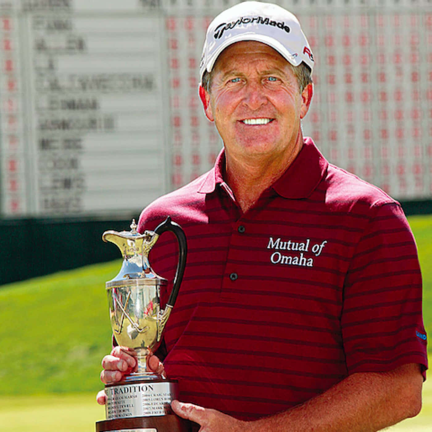 Fred Funk With Trophy Background