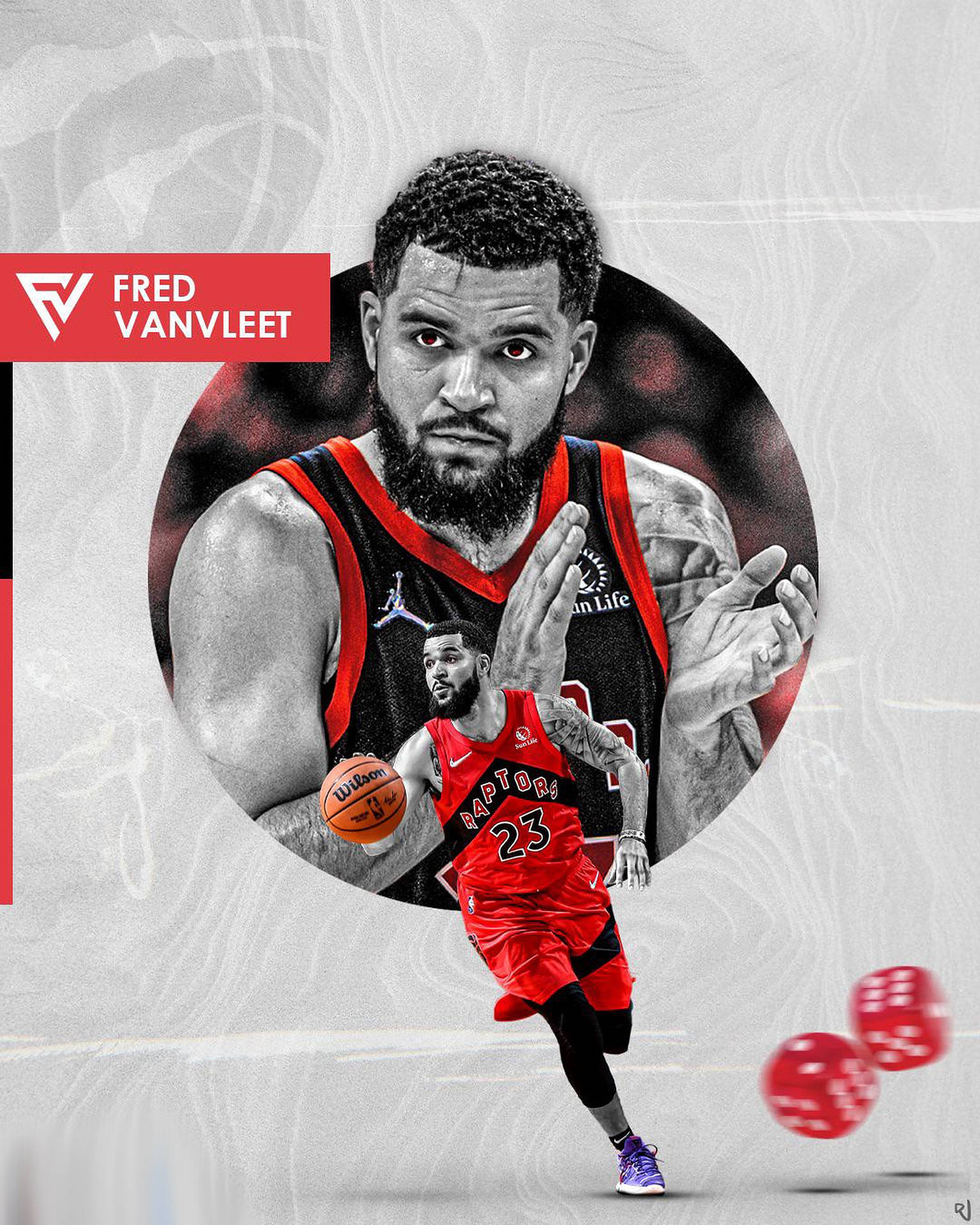 Fred Vanvleet Red And Gray Art Background