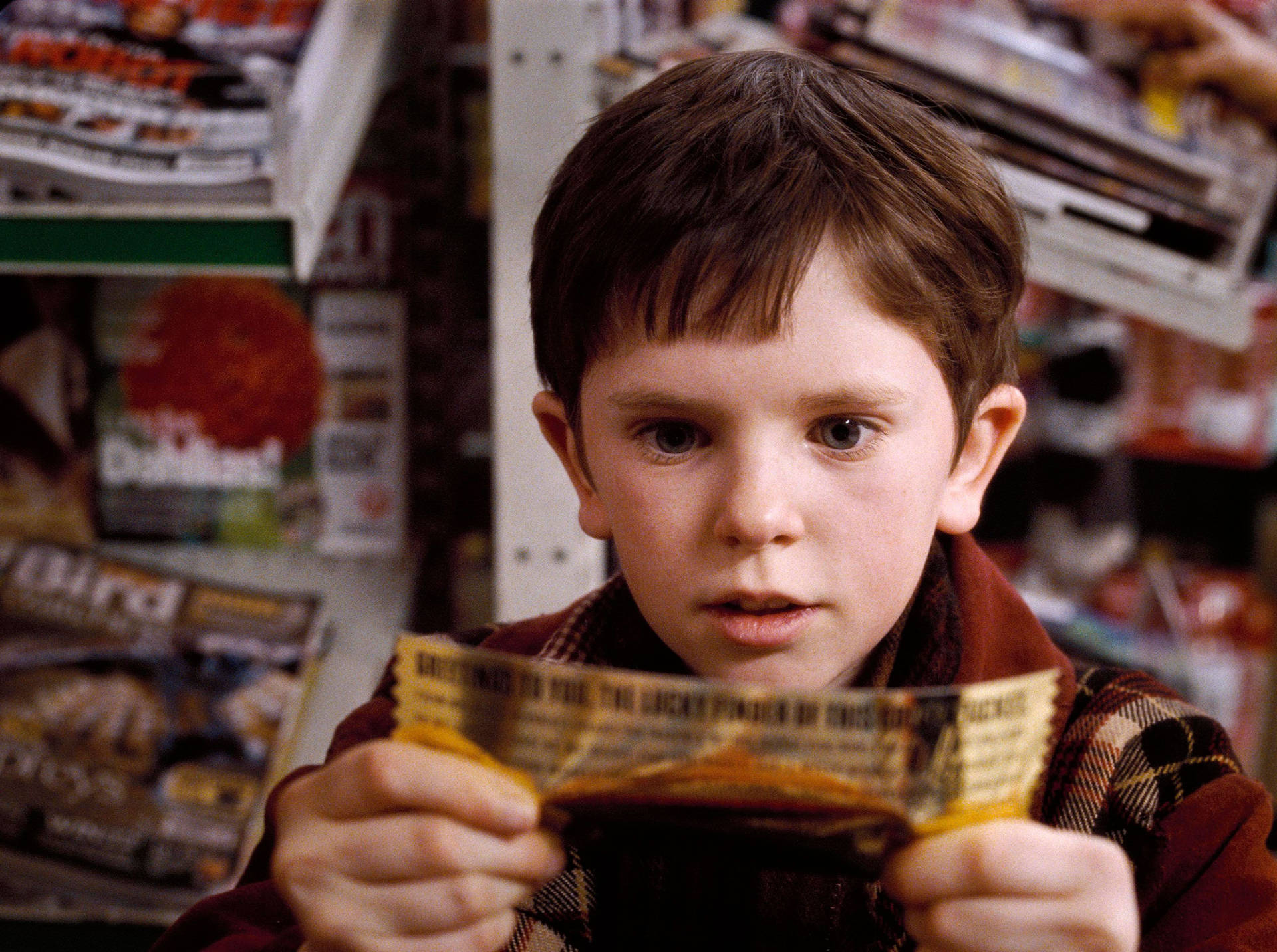 Freddie Highmore With Golden Ticket