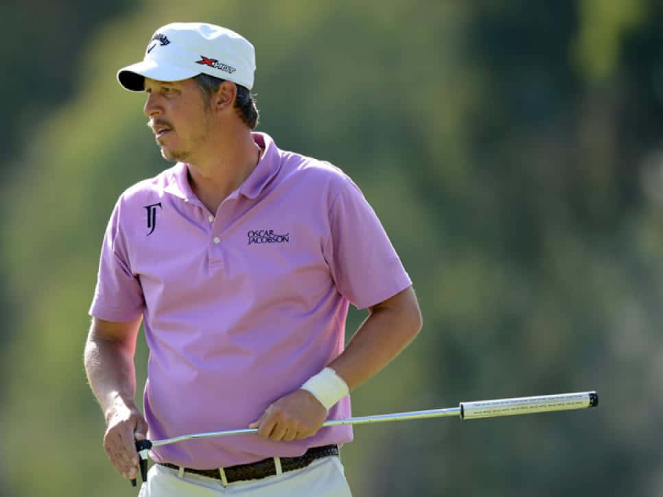 Freddie Jacobson In Pink Golf Shirt Background