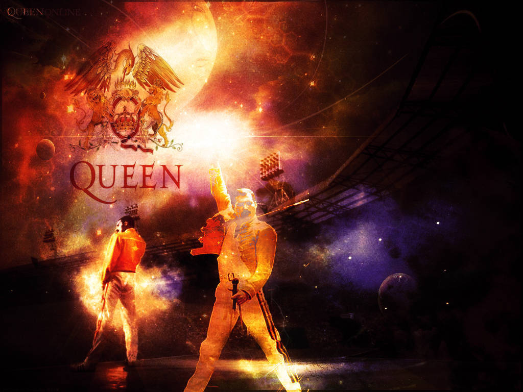 Freddie Mercury In Blazing Queen Logo Background