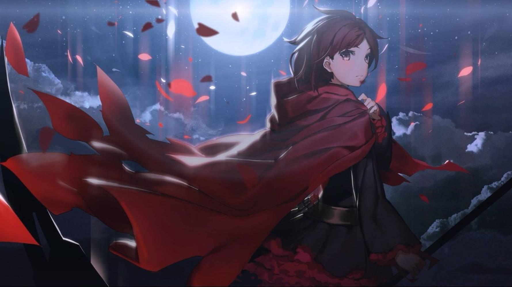 Free Anime Pfp Ruby Rose In Full Moon Background