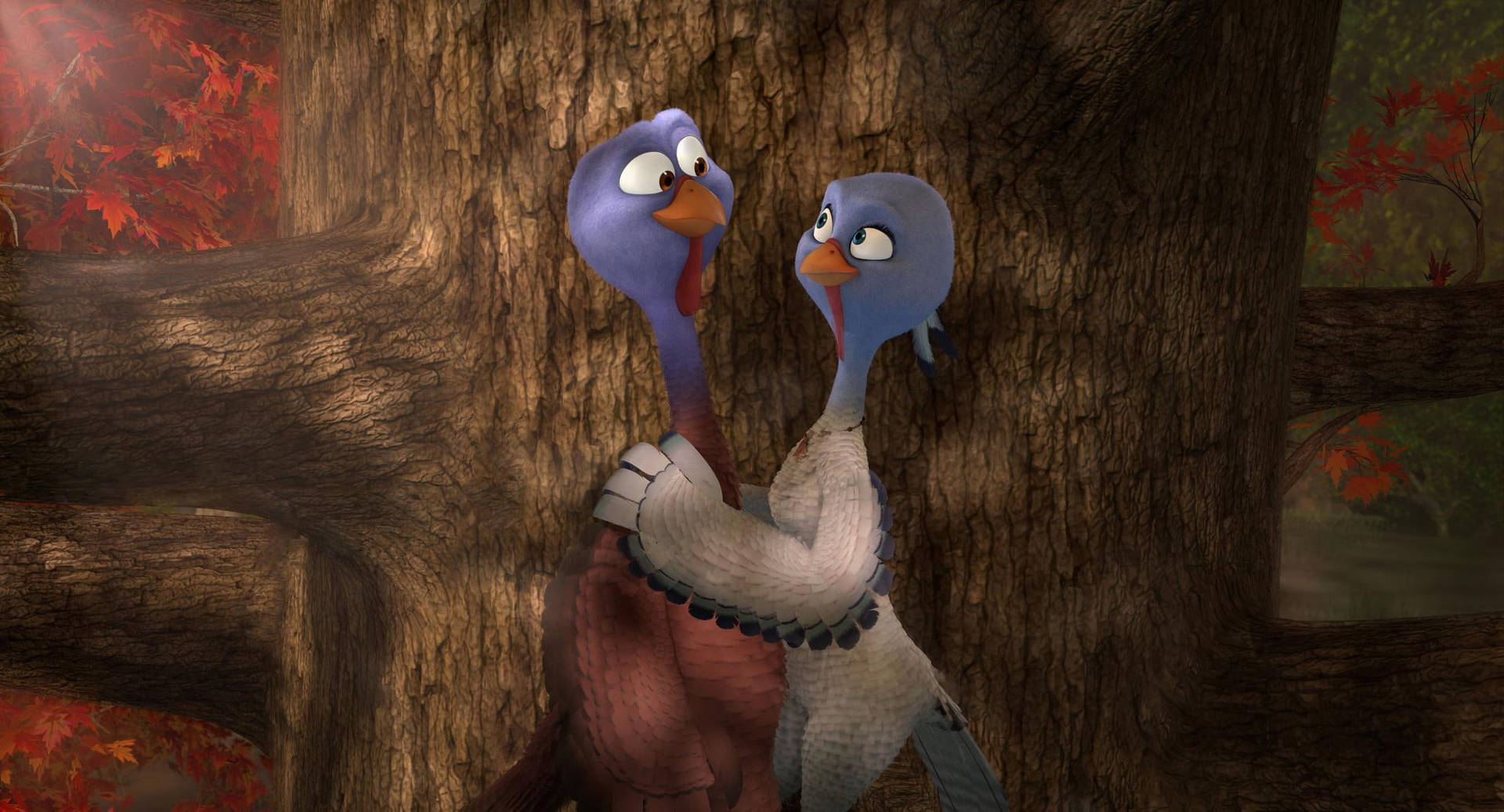 Free Birds Jenny And Reggie Hugging Background