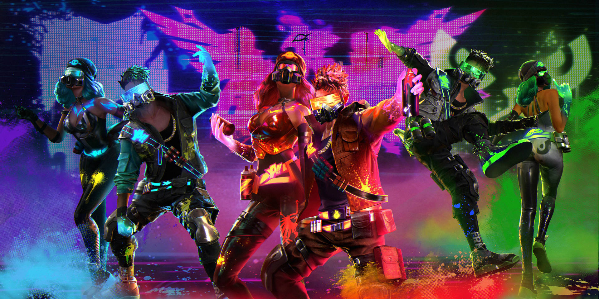 Free Fire 2020 Neon Characters Background