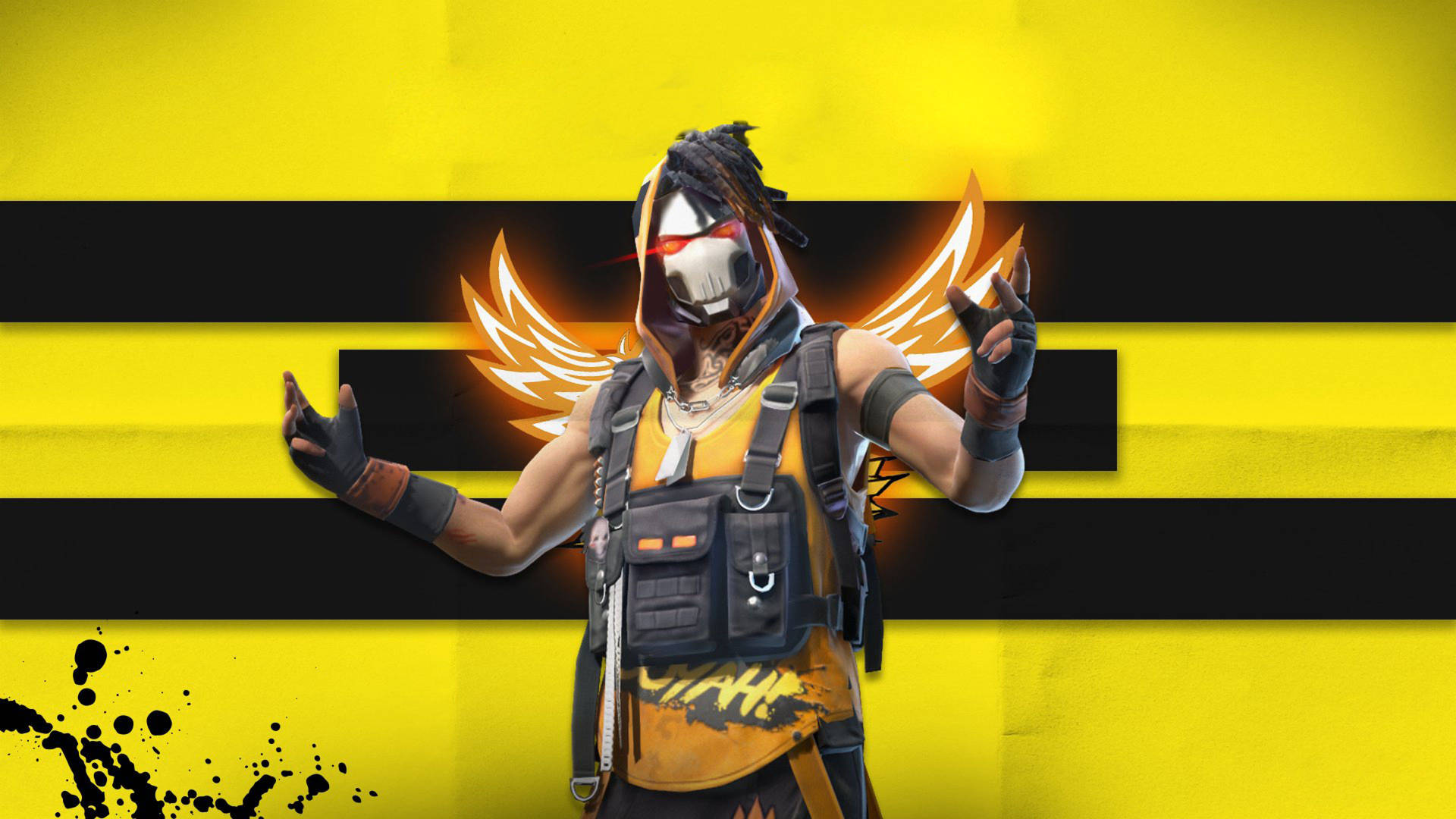 Free Fire 4k Character With Fire Wings Background