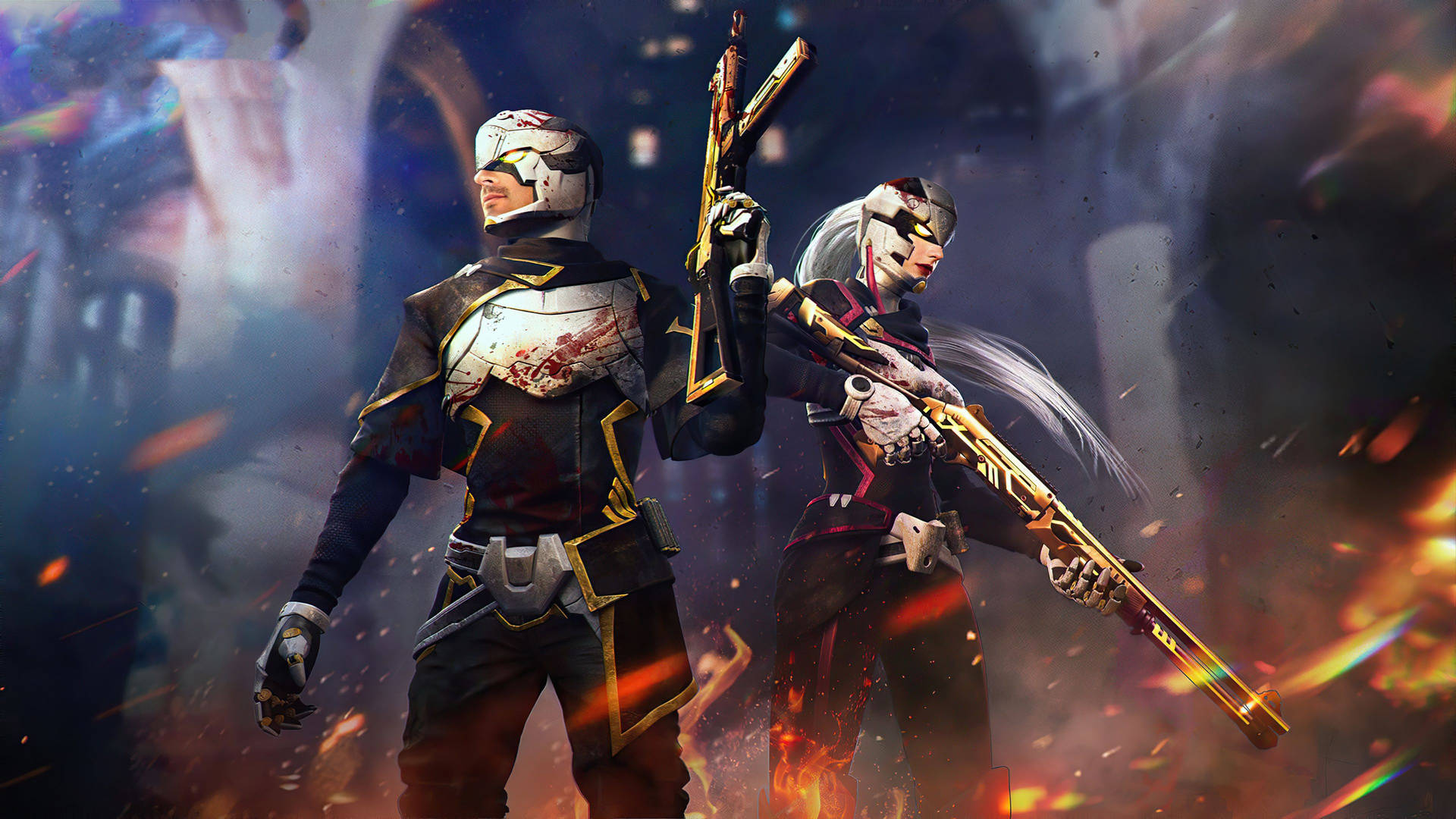 Free Fire 4k Characters In Bloody Armor Background