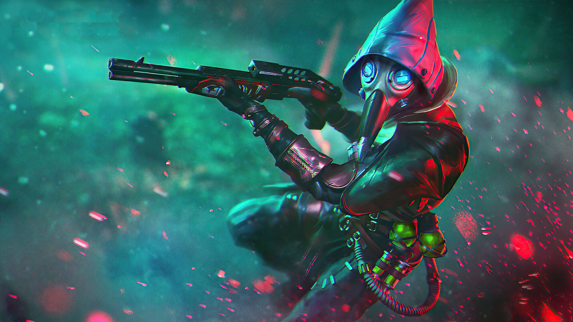 Free Fire Character With Plague Mask Background