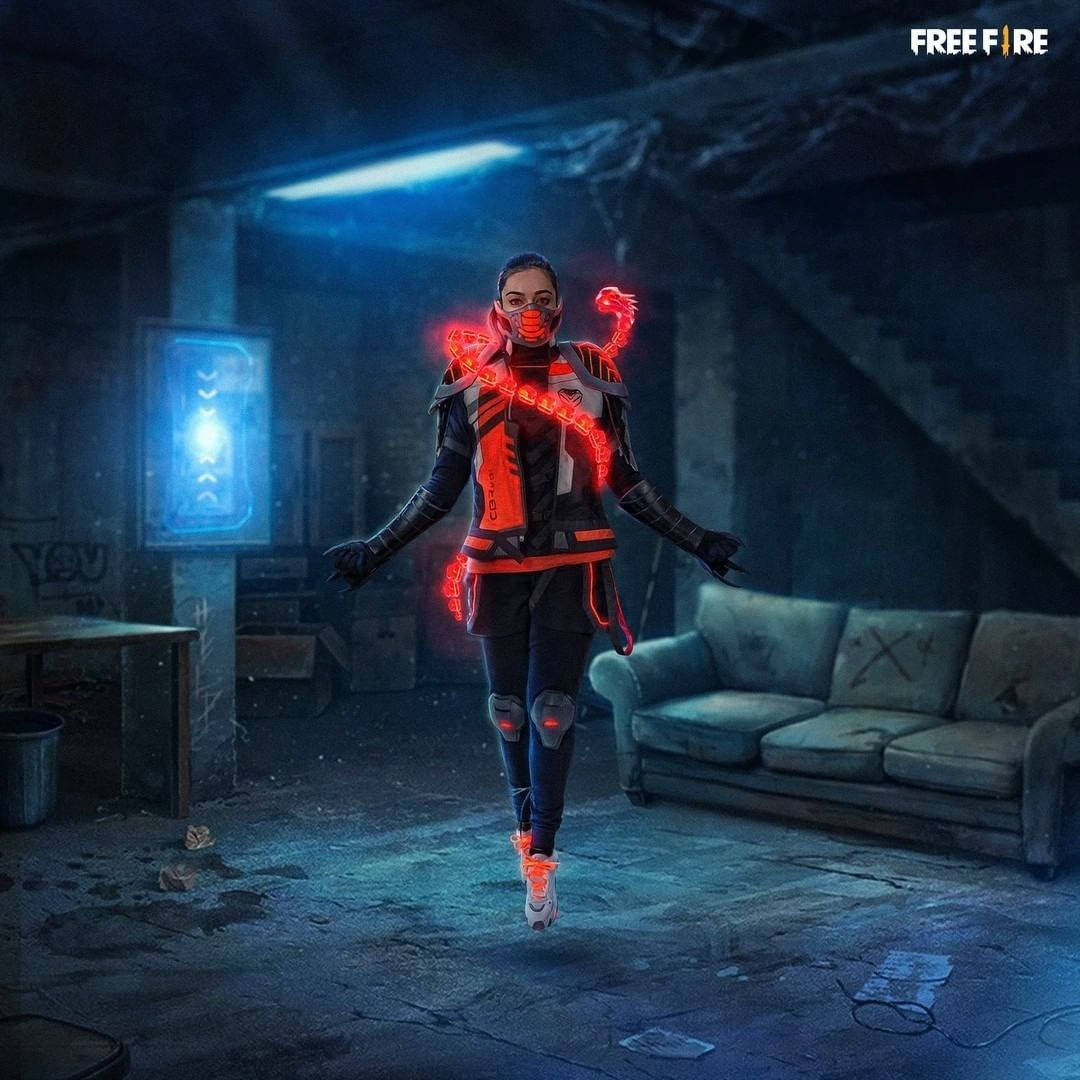 Free Fire Cobra Girl With Red Snake Background