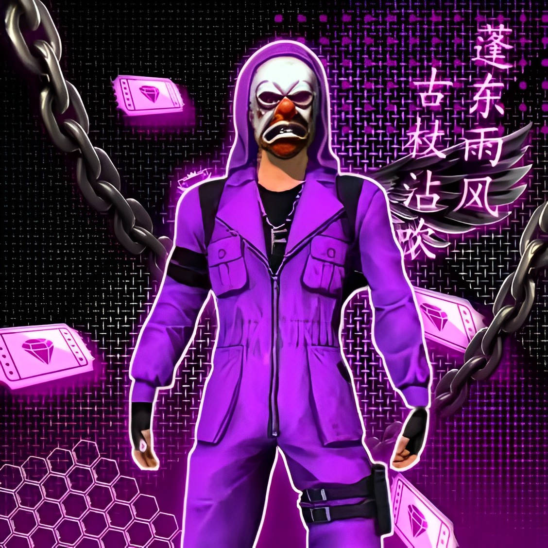 Free Fire Criminal Bundle Violet Character Background