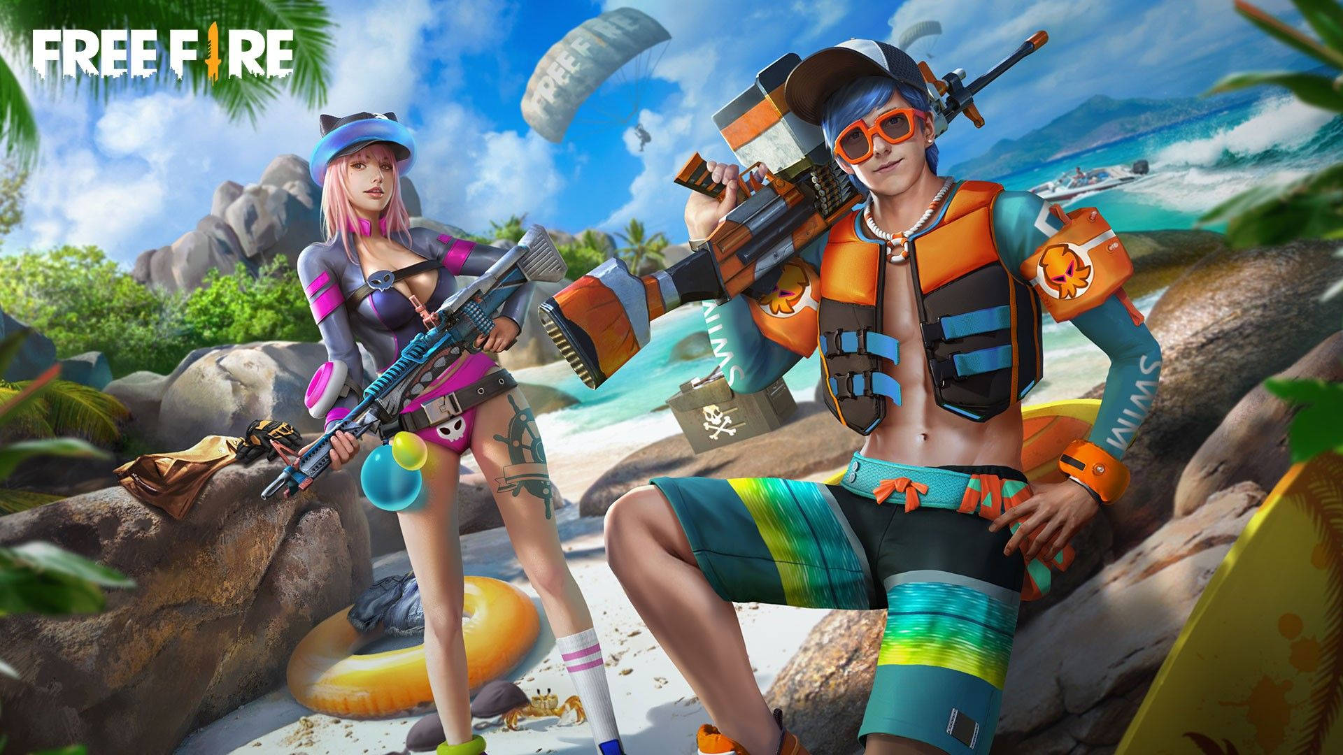 Free Fire Game Beach Party Theme Background
