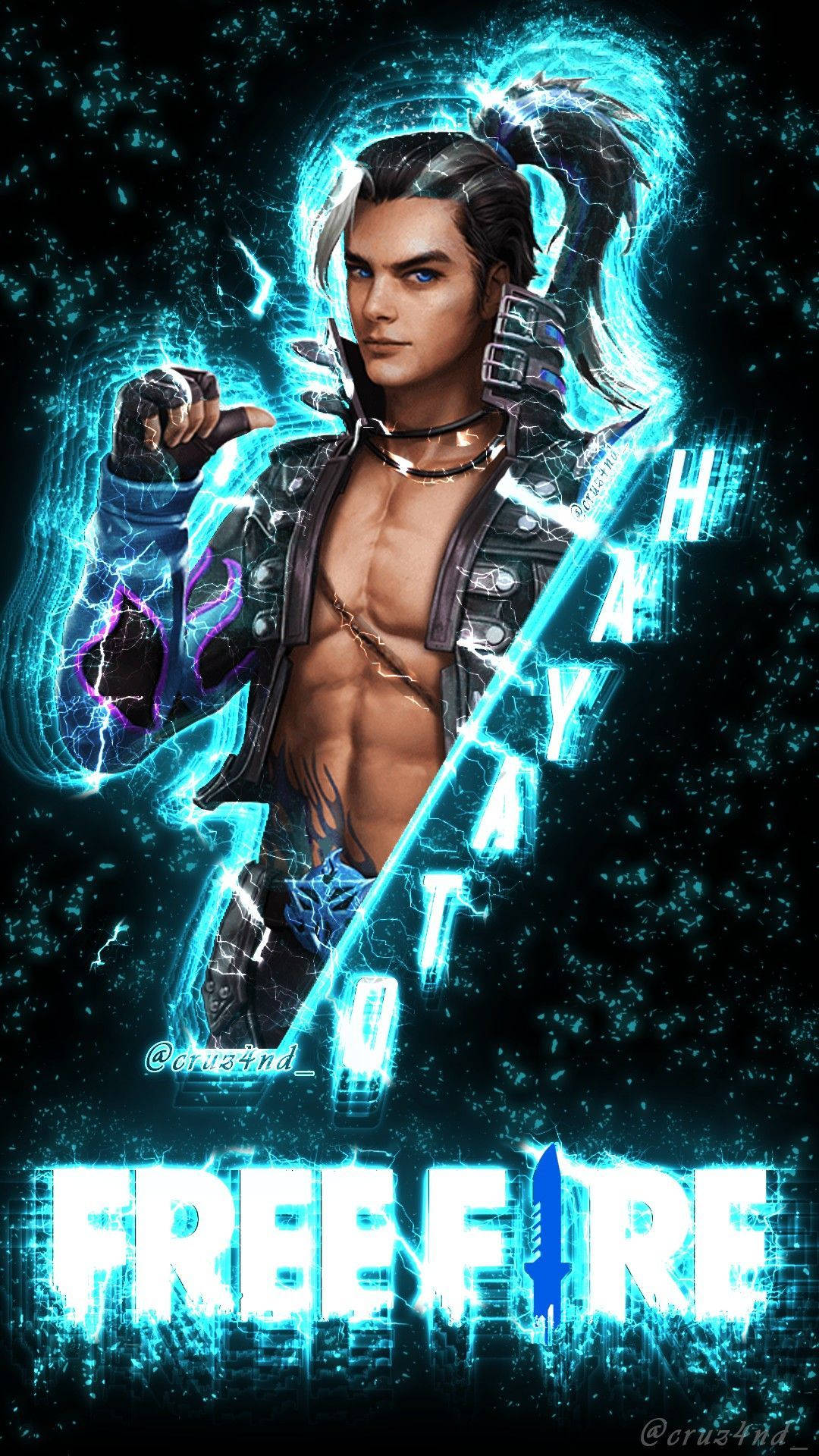 Free Fire Hayato With Neon Graphic Background