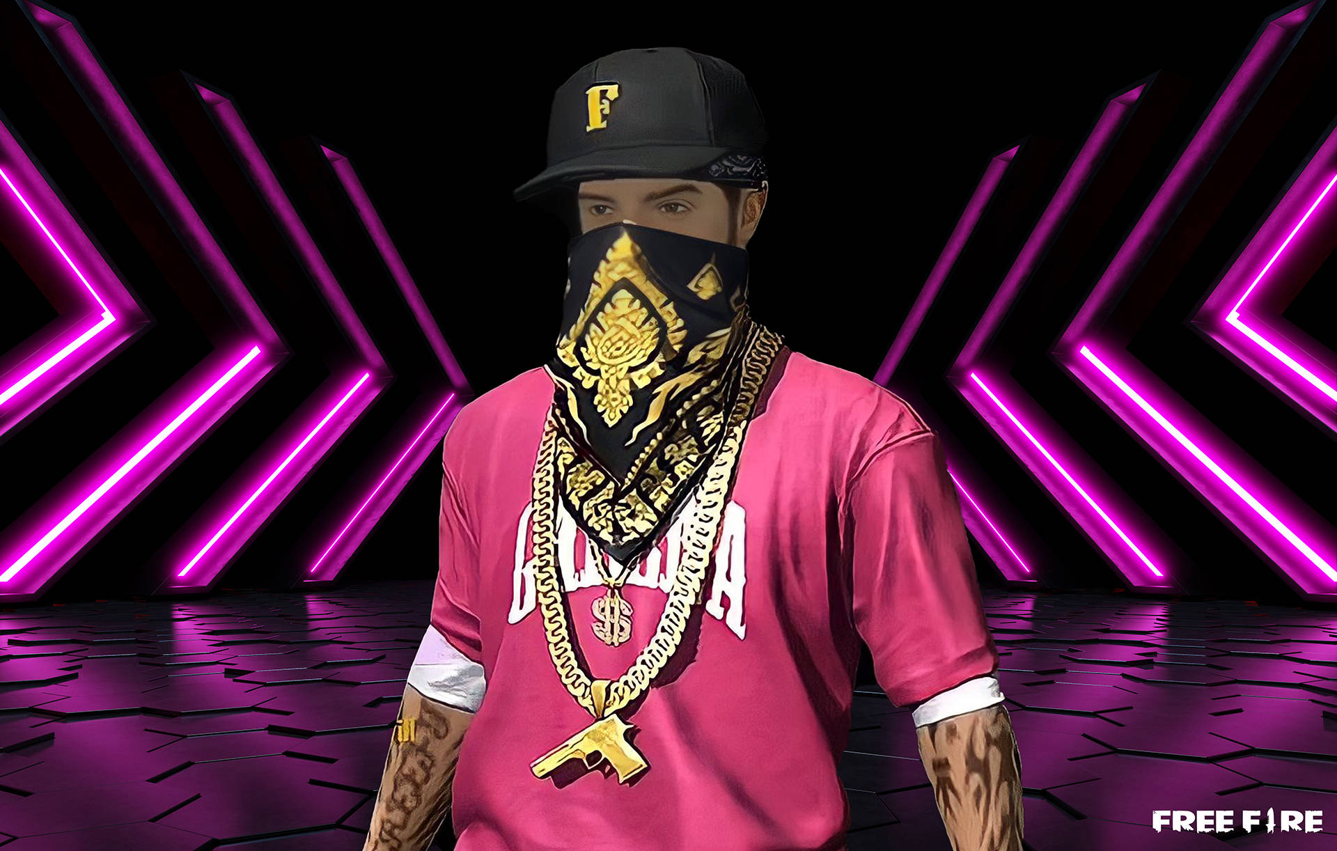 Free Fire Hip Hop Bundle Neon Pink Background Background
