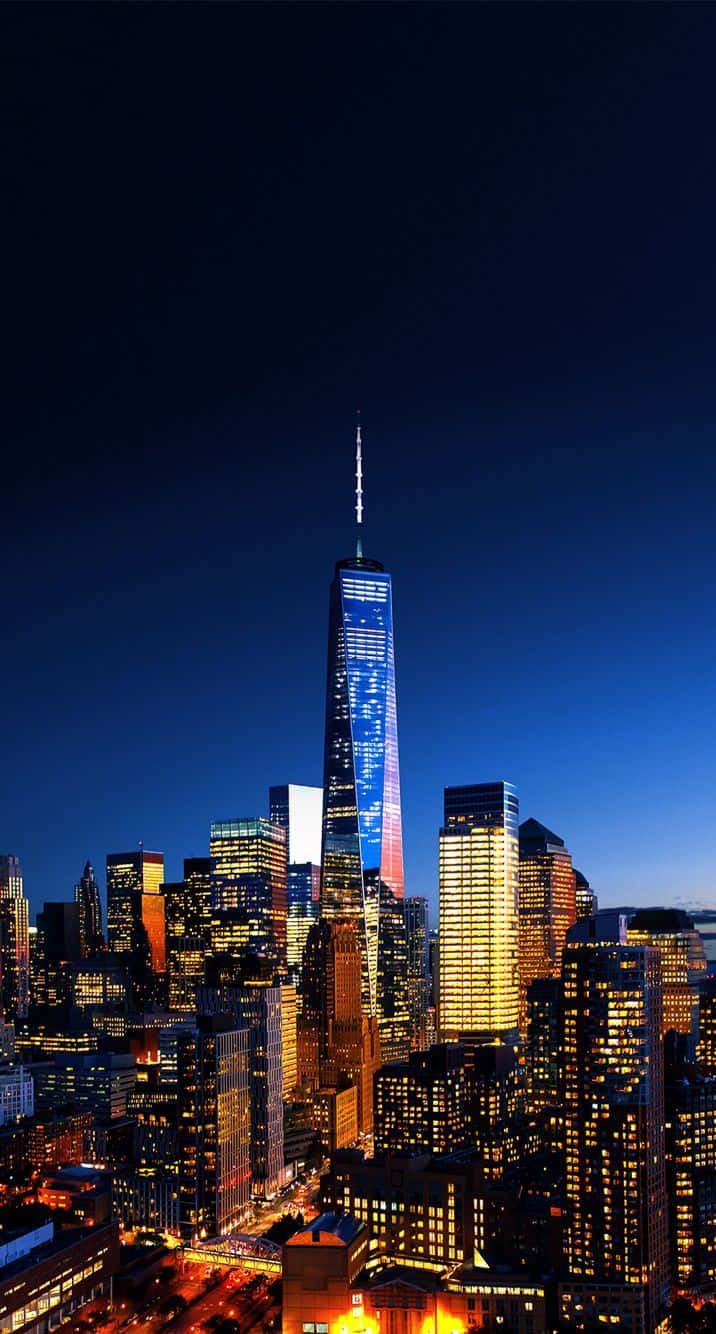 Freedom Tower Manhattan Night Skyline Background