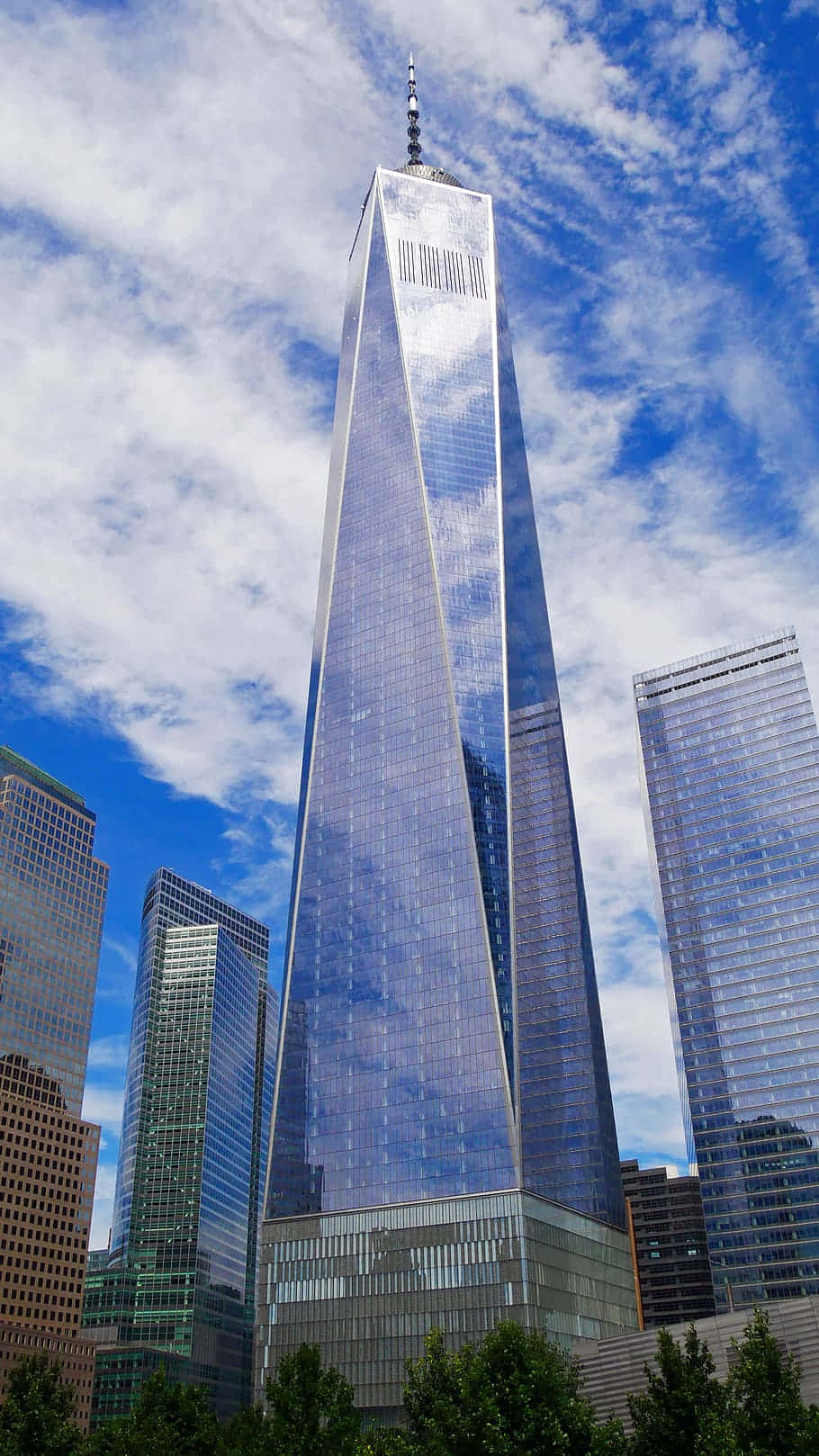 Freedom Tower With Blue Cloudy Sky In New York City Background