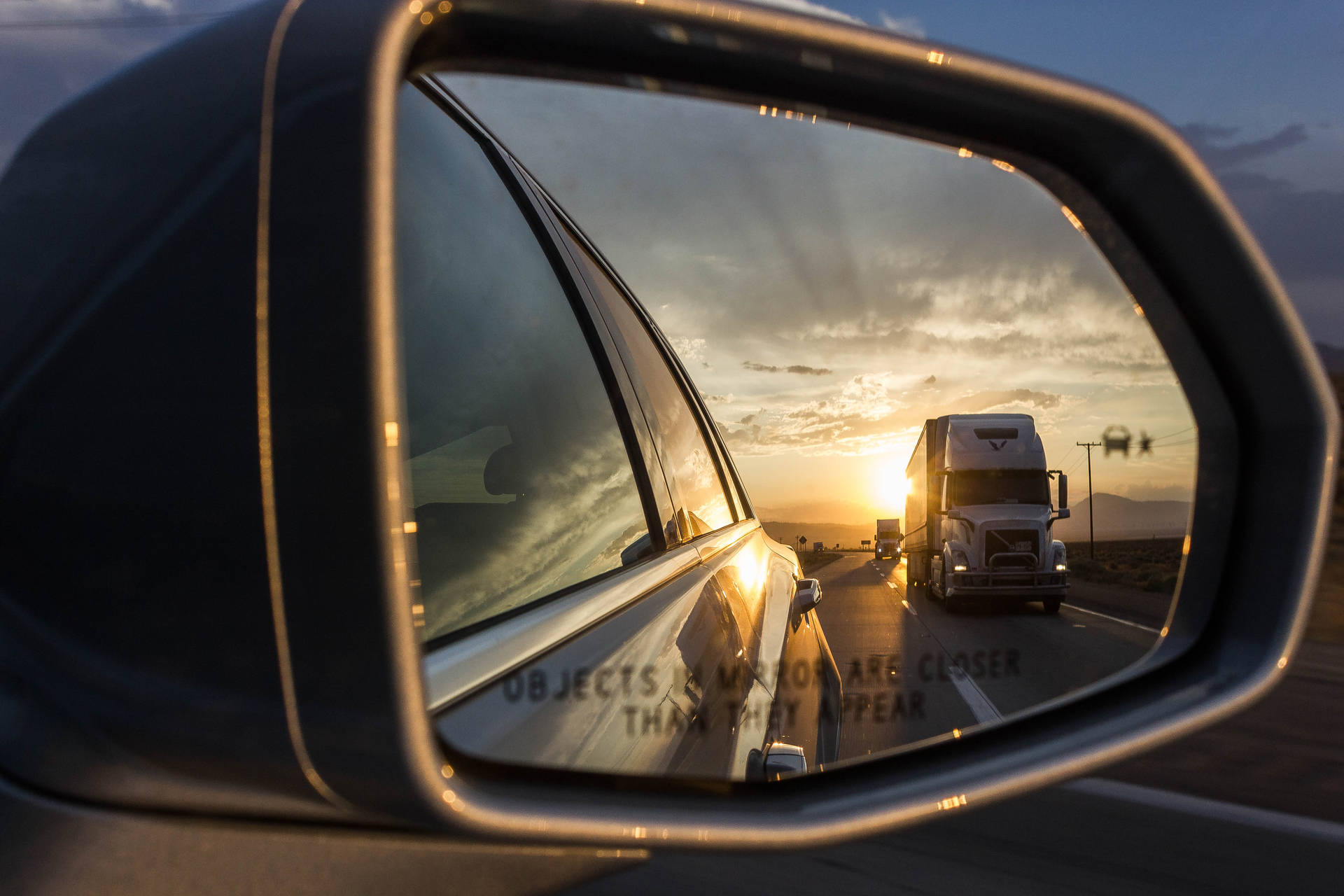Freight Truck Reflection Side Mirror Background