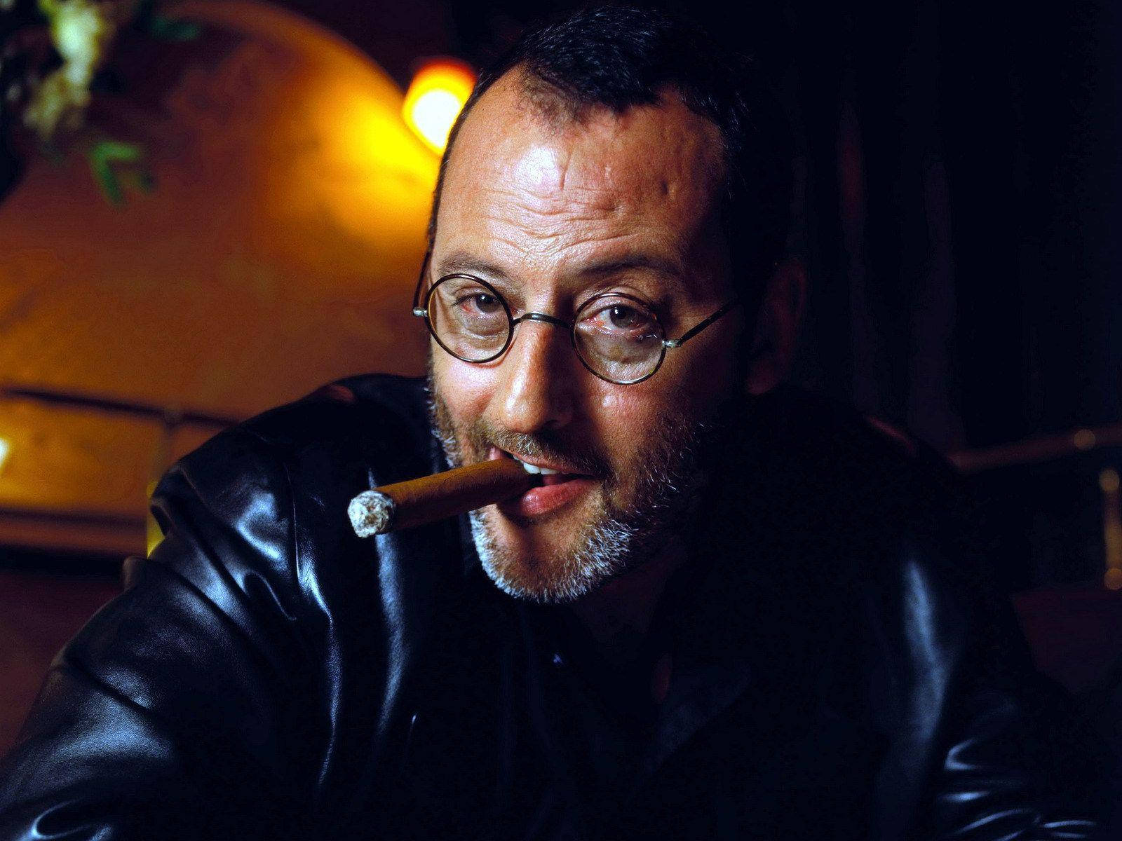 French Actor Jean Reno Cigar Background