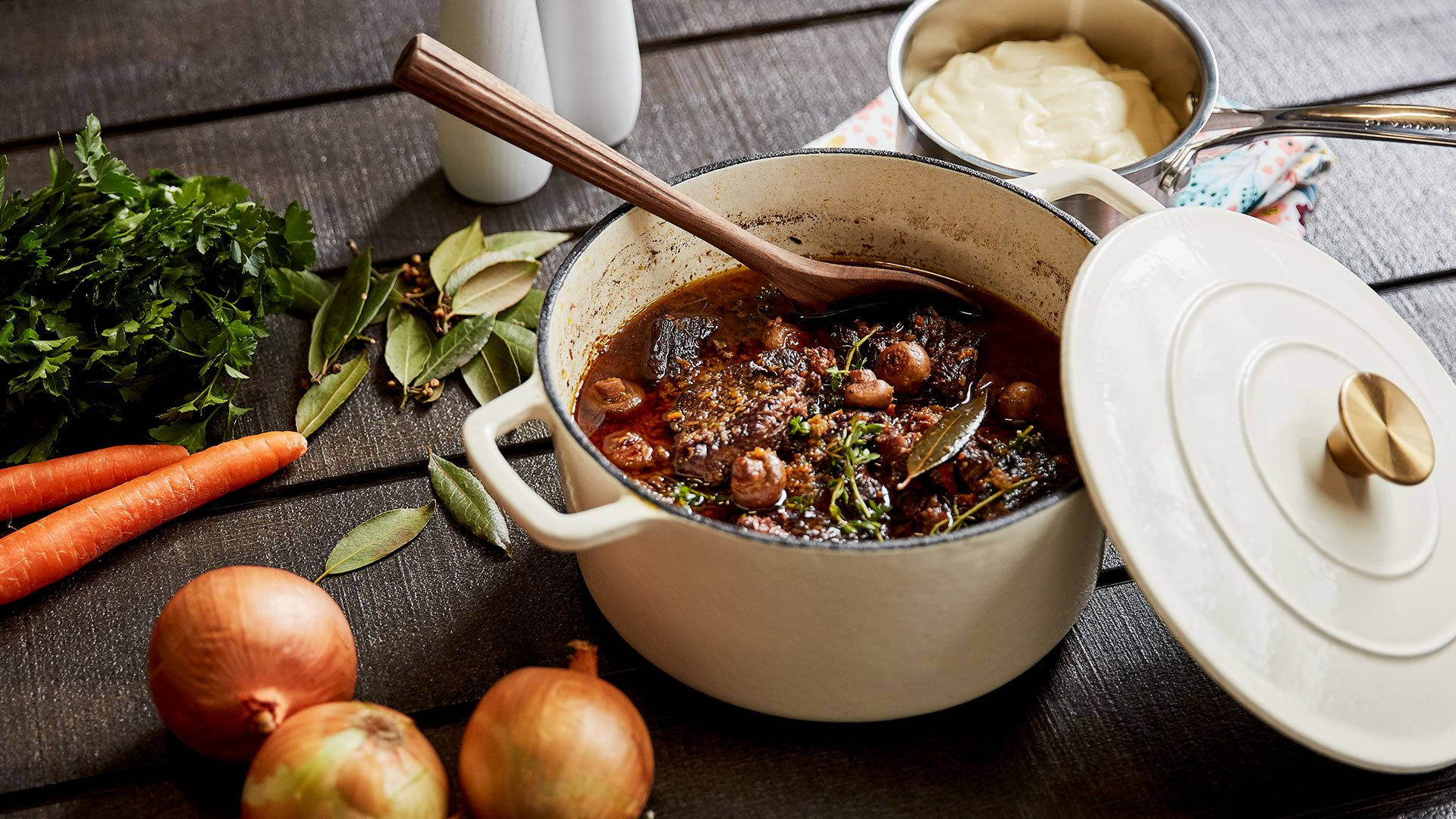 French Beef Bourguignon Stew Background