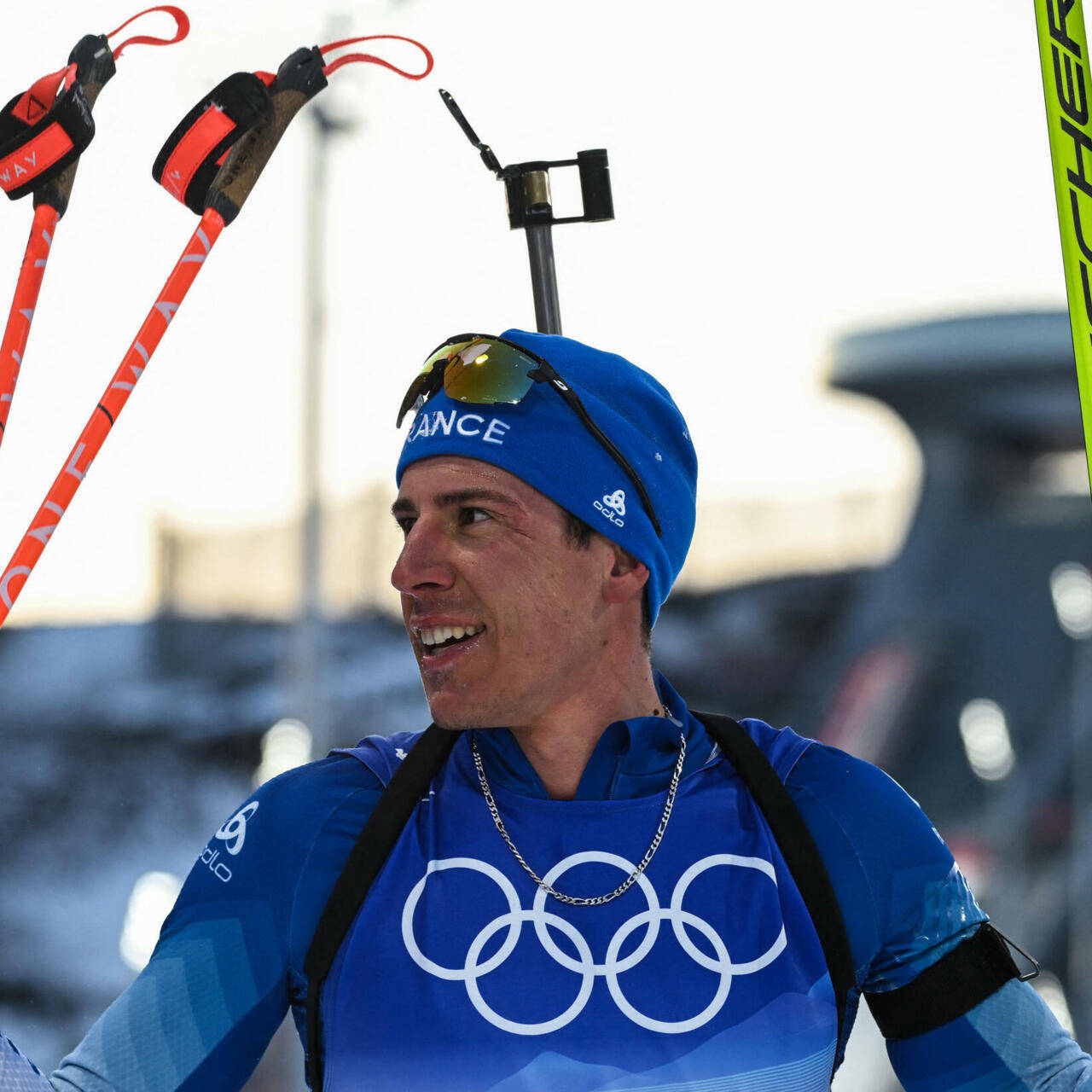 French Biathlon Athlete Quentin Fillon Maille Background