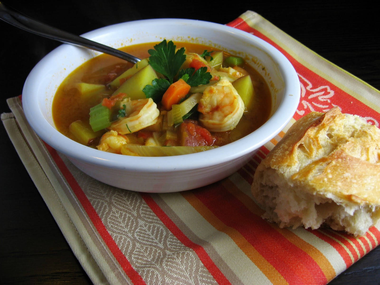 French Bouillabaisse Seafood Vegetable Soup Background